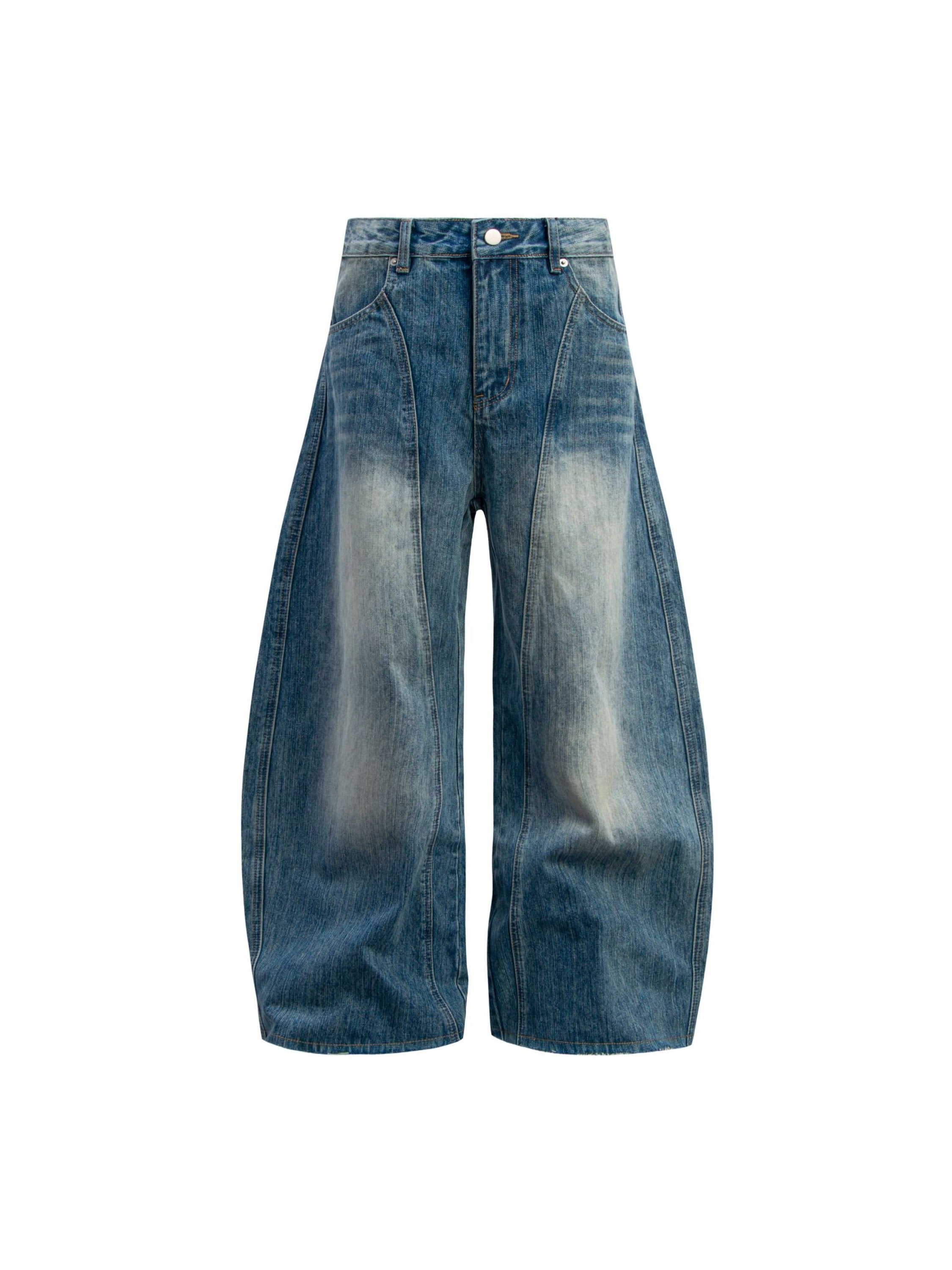 Vintage Distressed Curved Silhouette Jeans