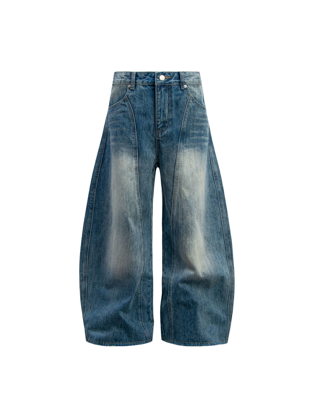 Vintage Distressed Curved Silhouette Jeans