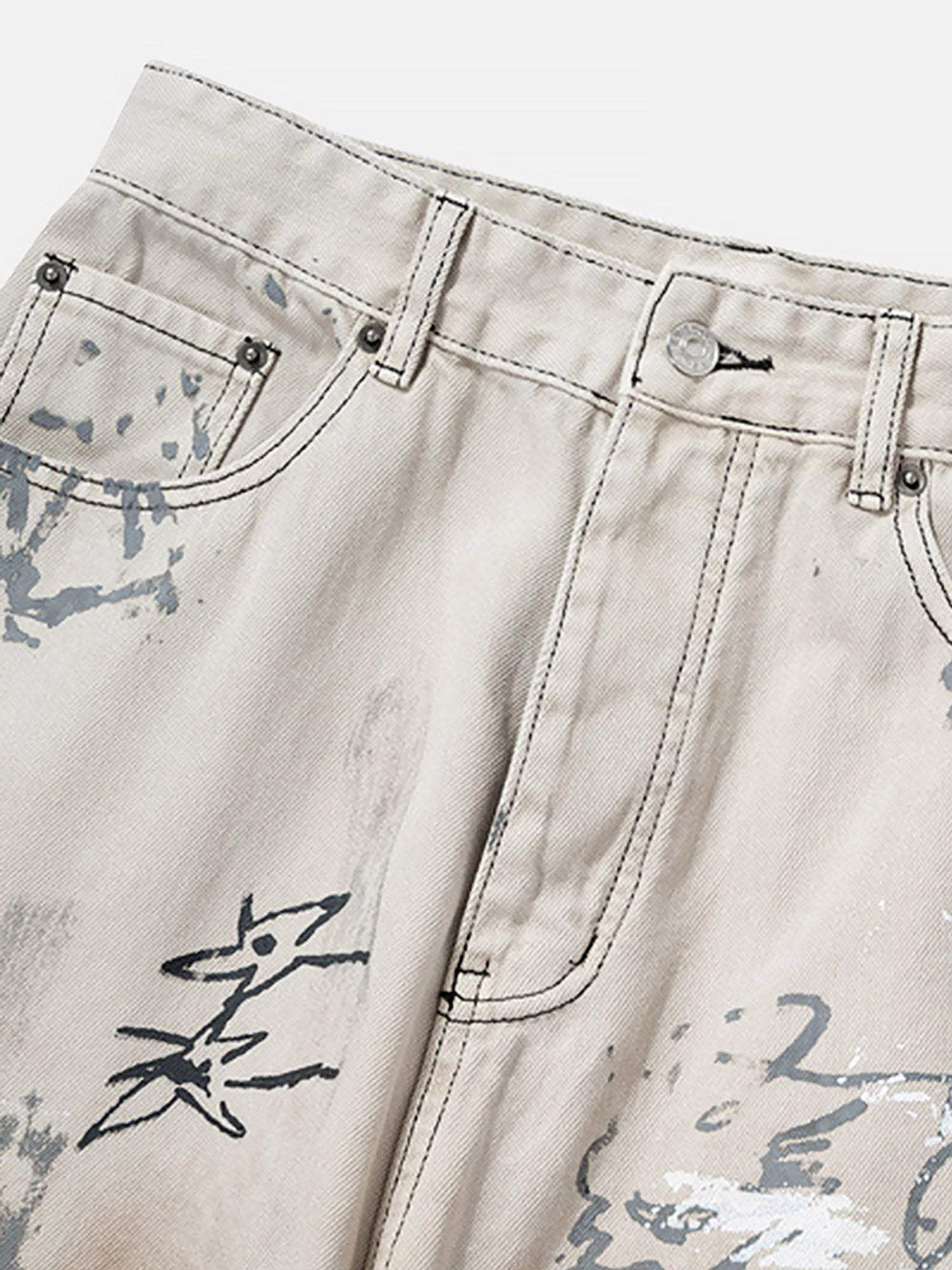 Disguisen Hand-painted Graffiti Baggy Jeans