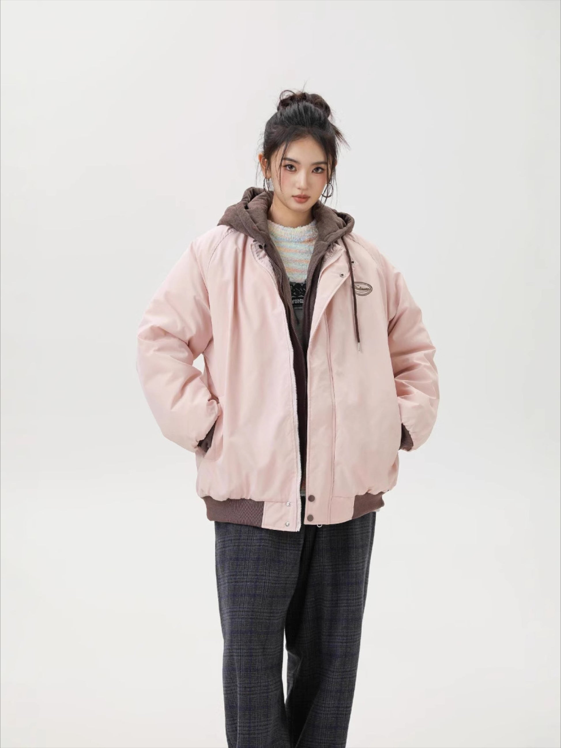 Vintage Fake Two-Piece Set Thickened Flight Jacket