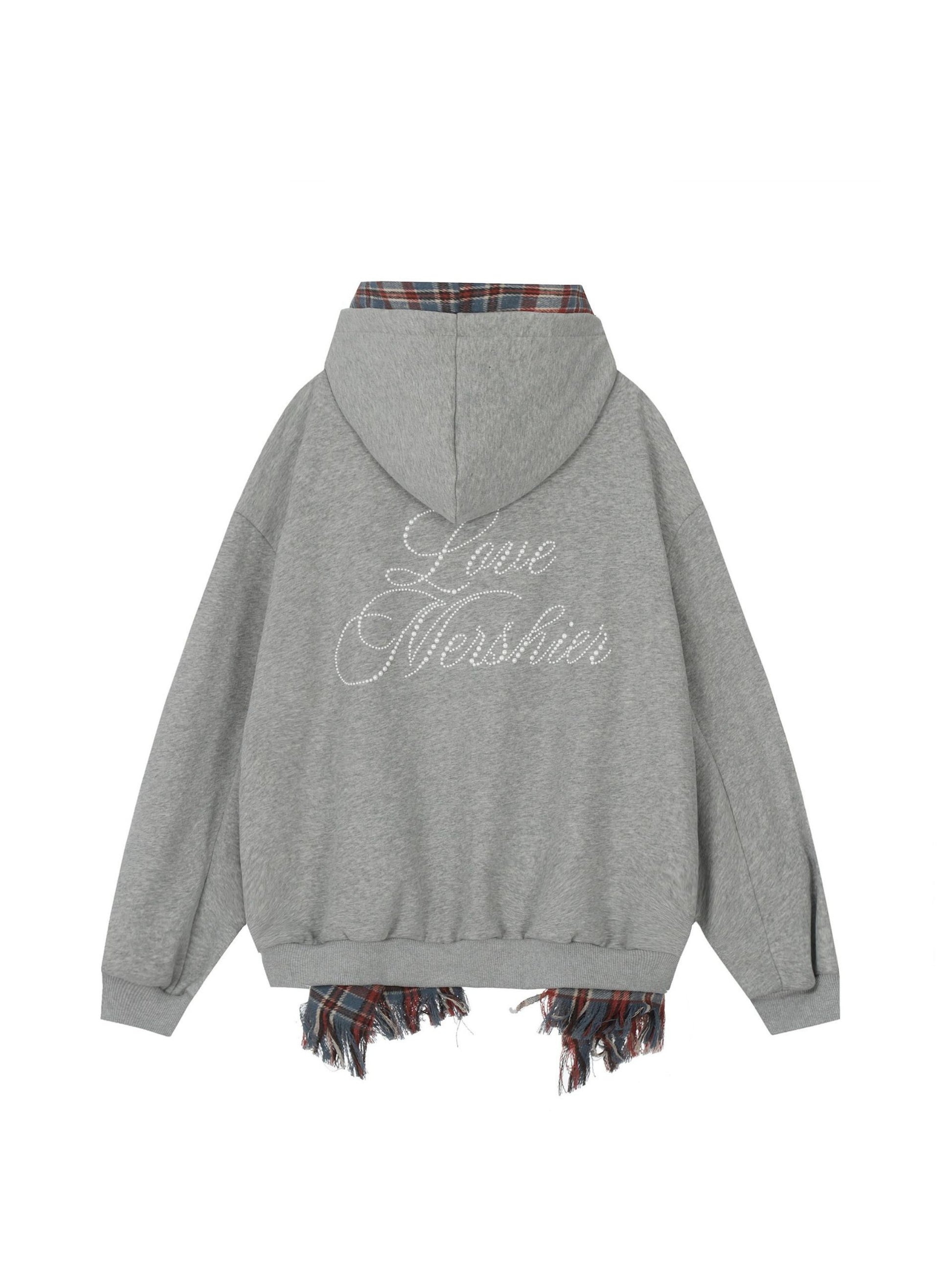 Fake Two Piece Plaid Scarf Hoodie