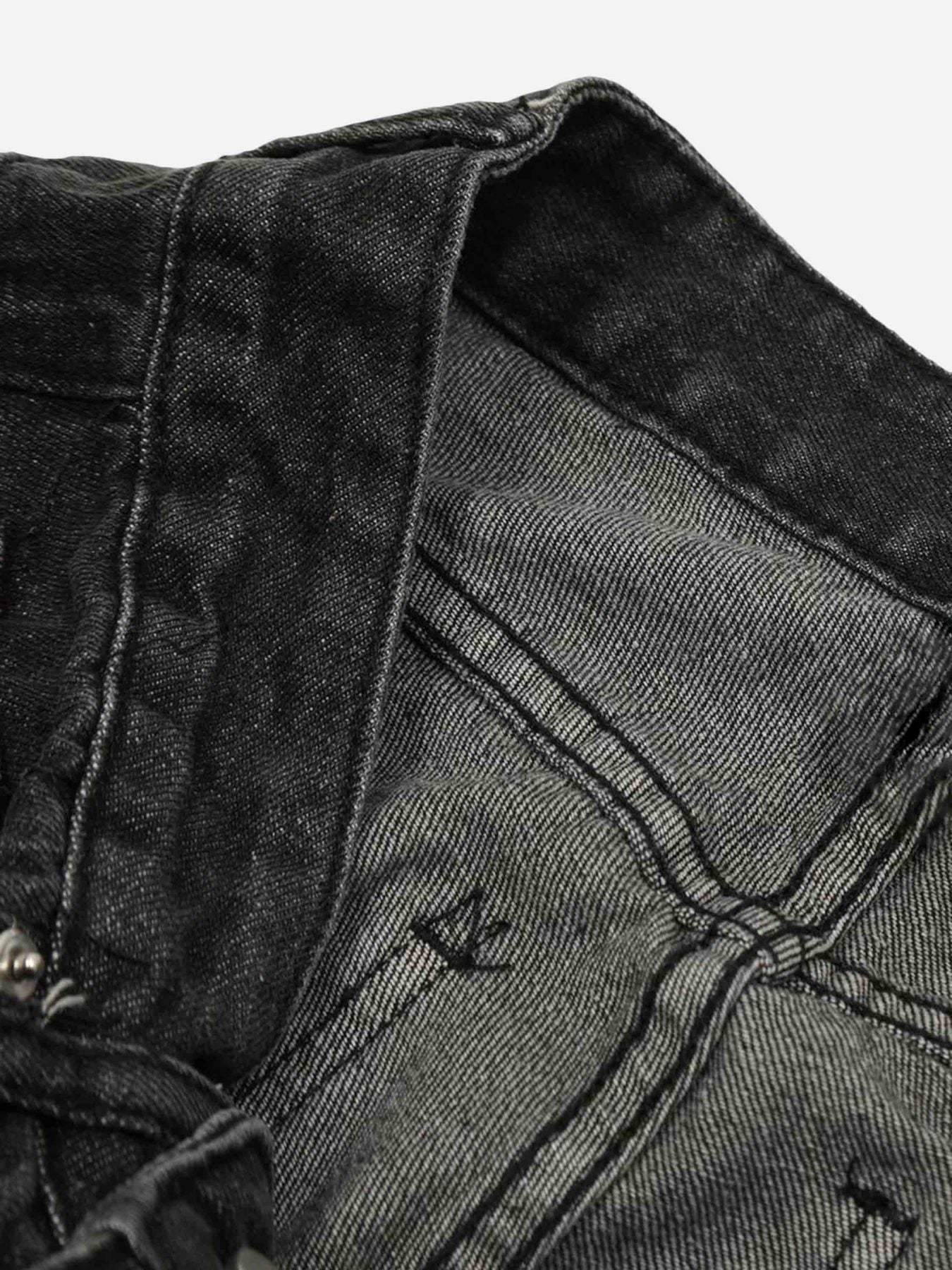 Washed Multi-pocket Work Cargo Jeans