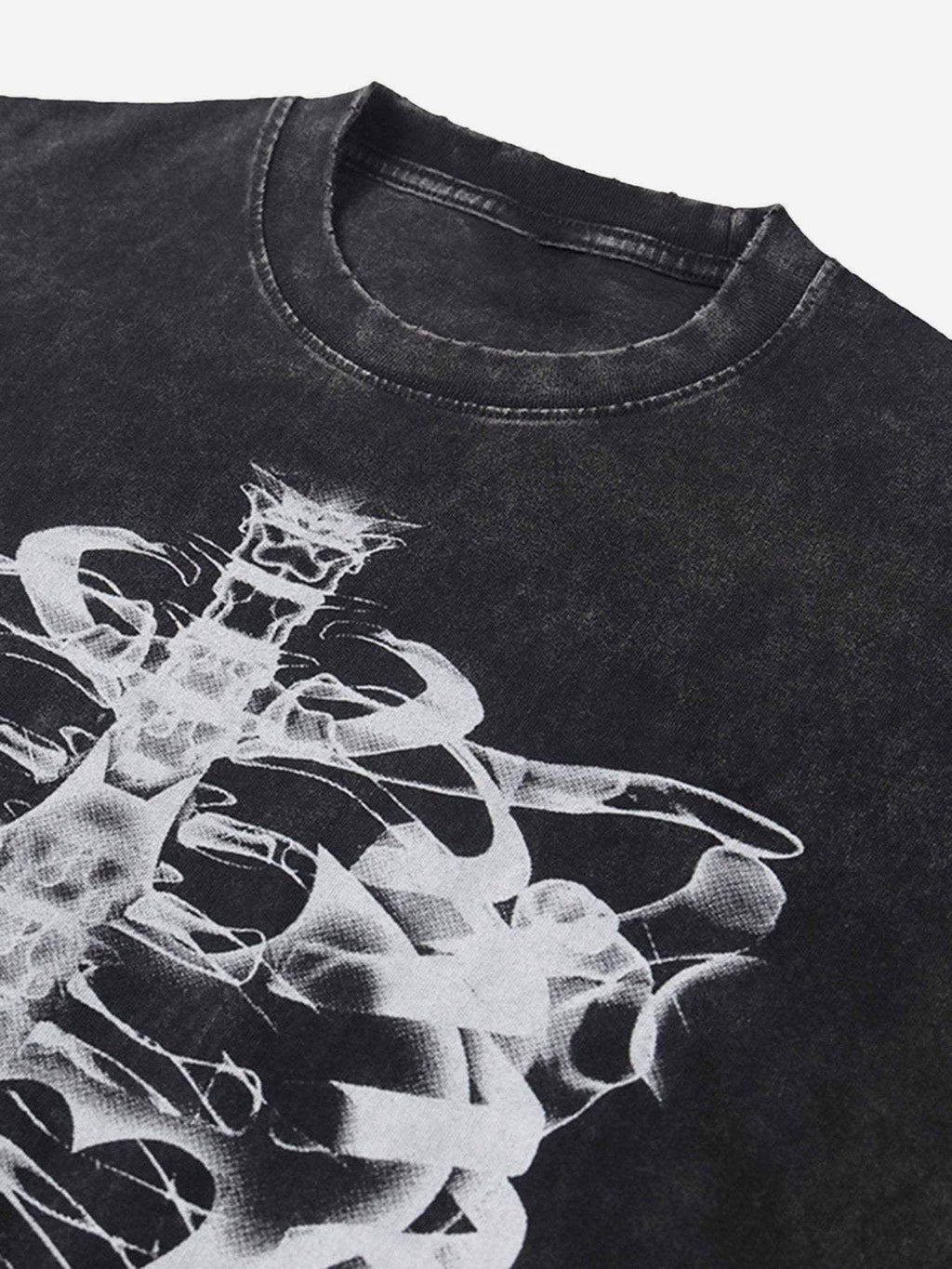 Disguisen Loose Retro Ribbed Print Washed T-shirt