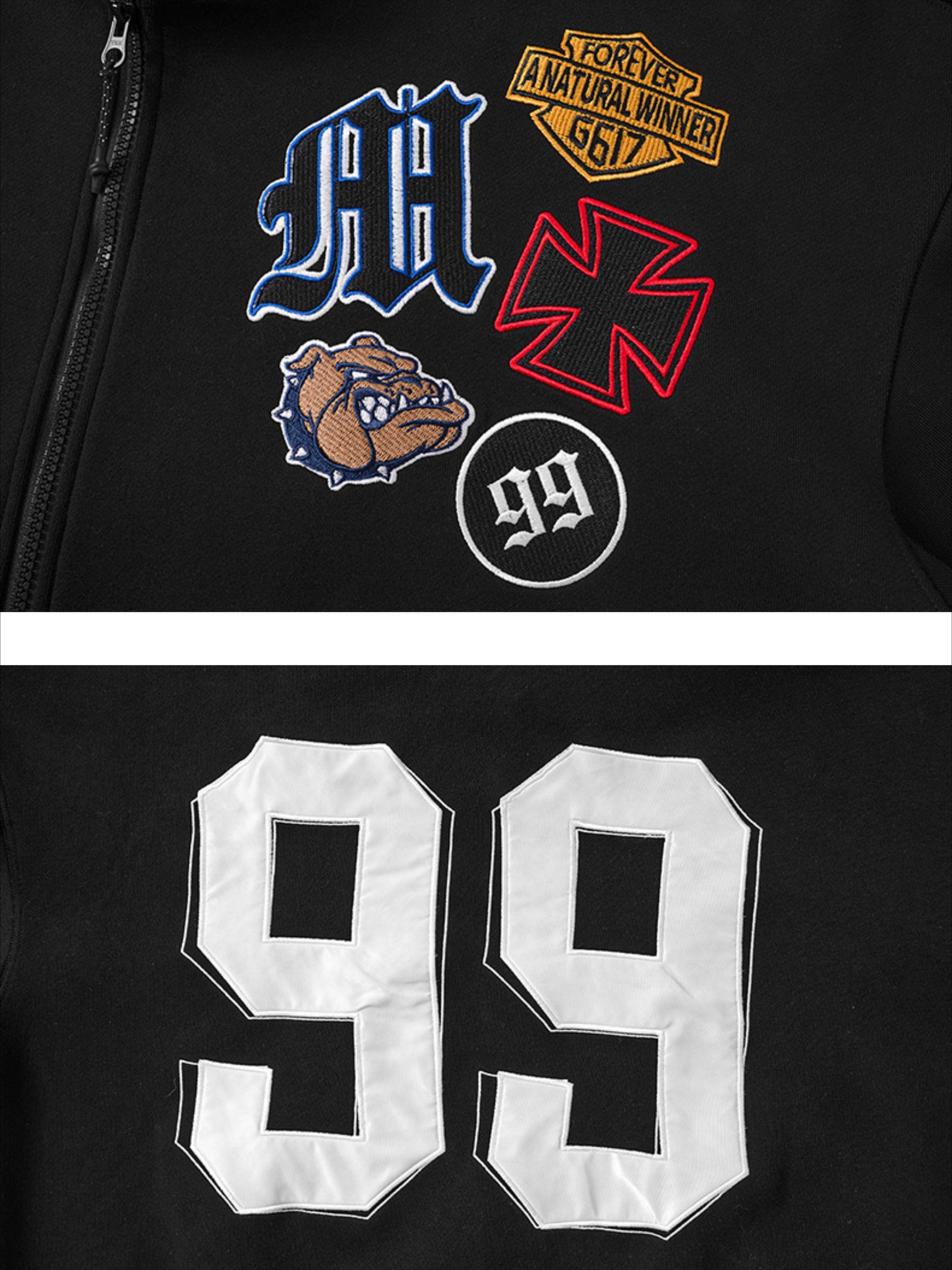 Street Embroidery Zipper Coat