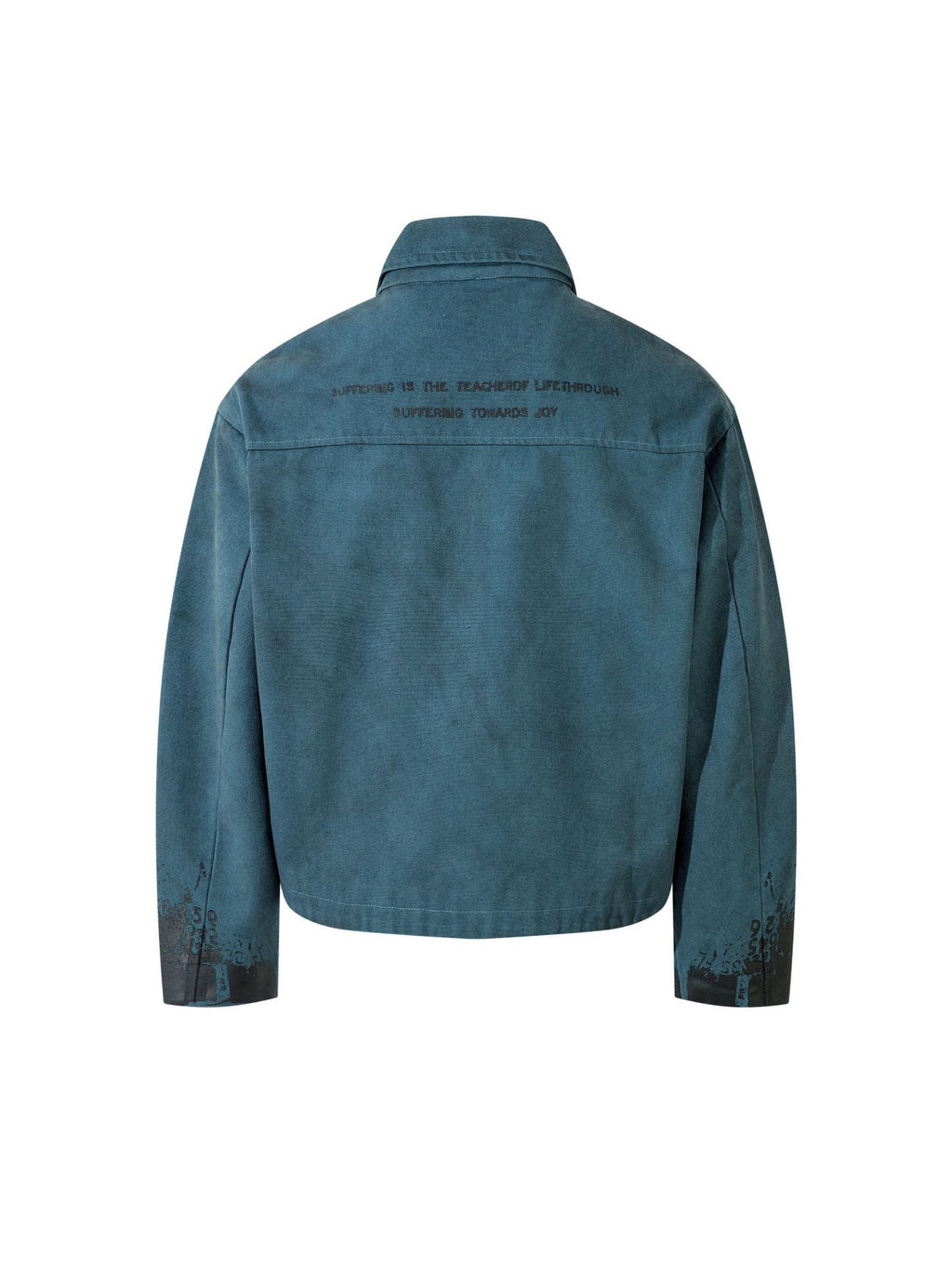 Vintage Letter Print Distressed Short Jacket