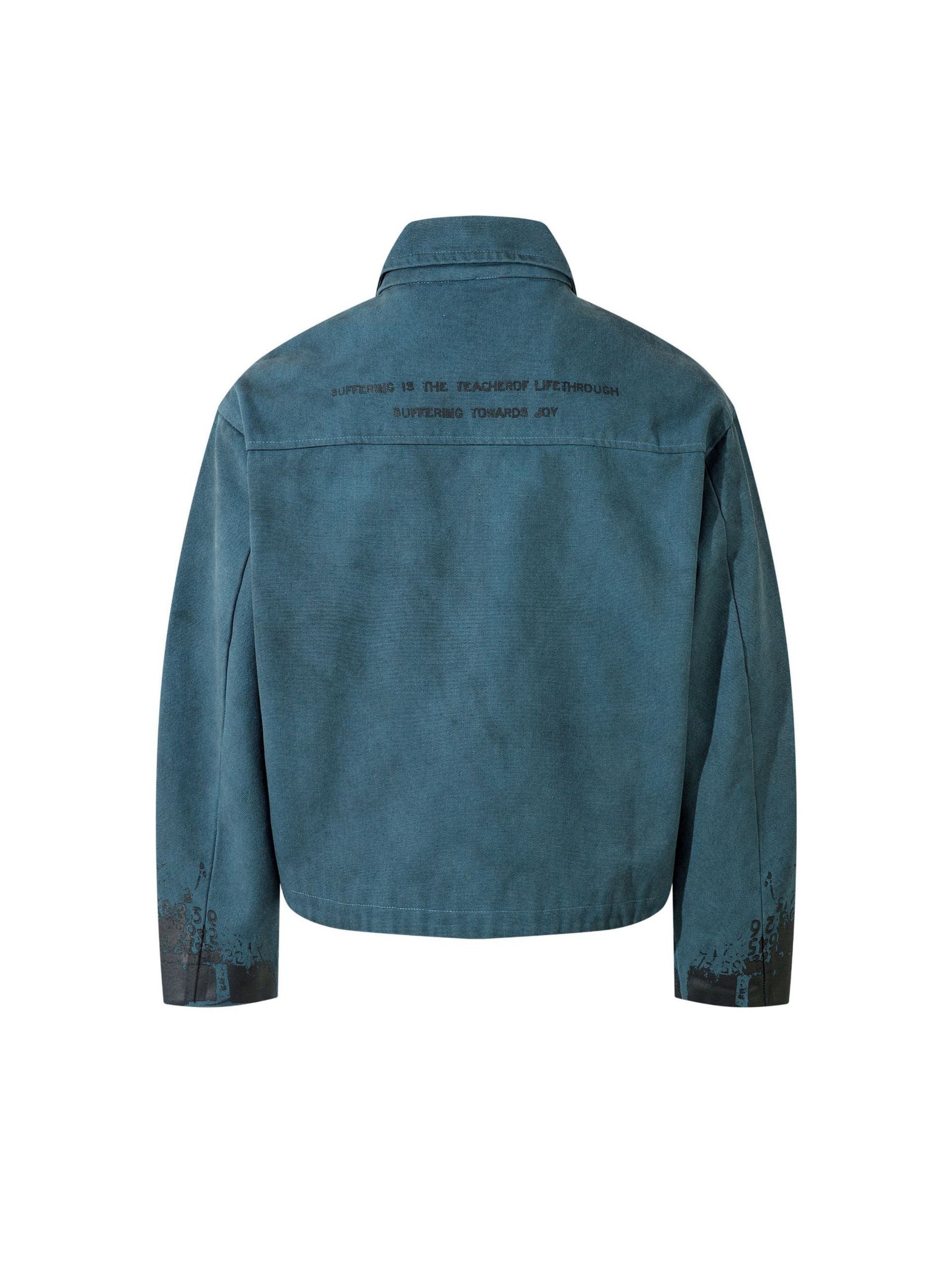 Vintage Letter Print Distressed Short Jacket
