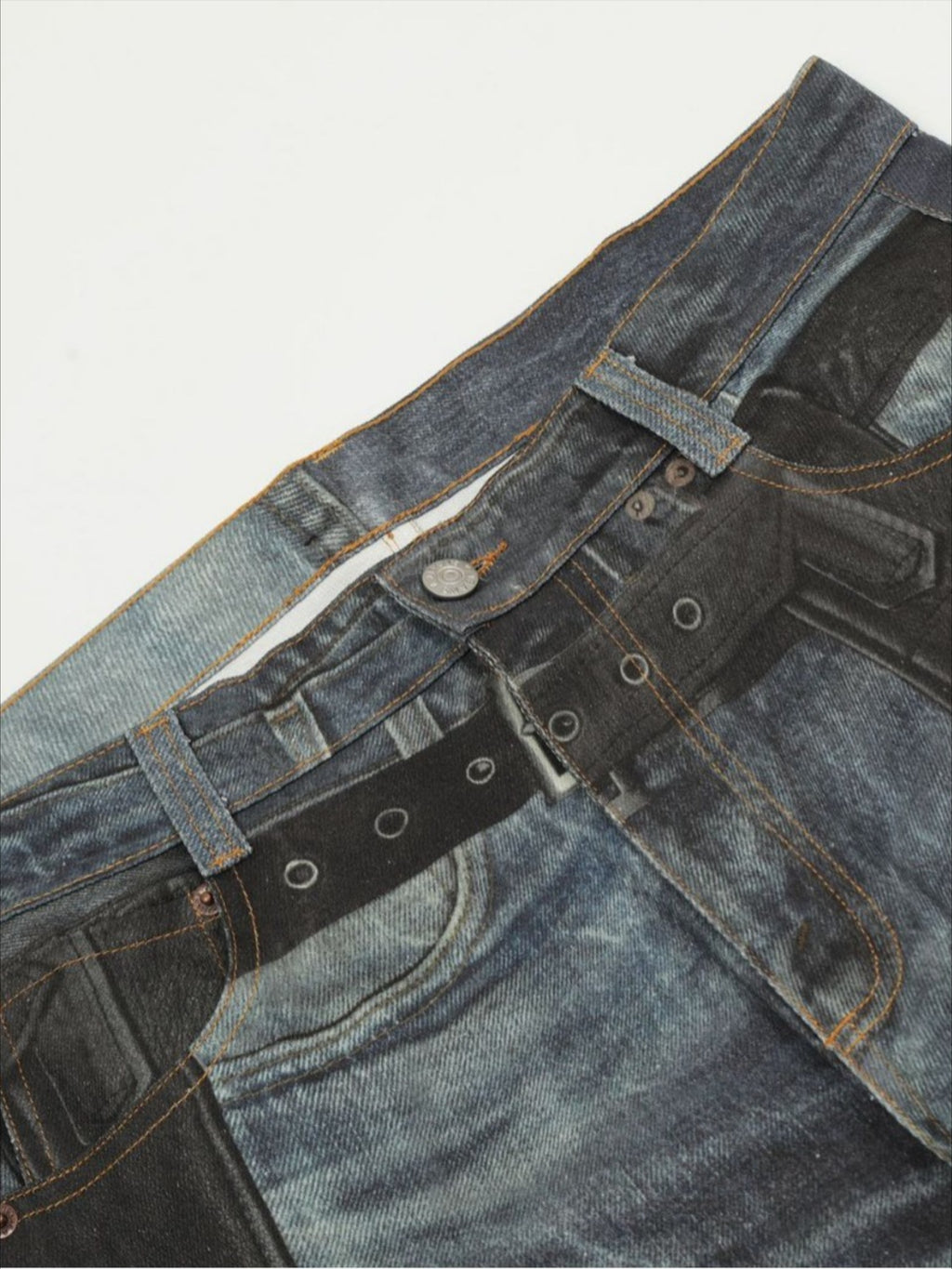 Digital 3D Printed Fake Two Pair Jeans