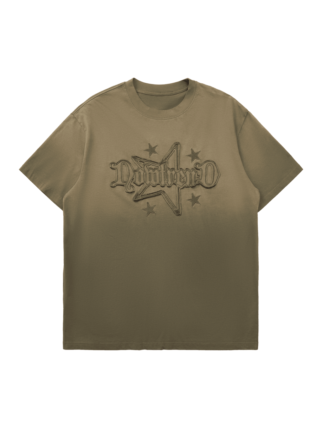 Disguisen Retro Gradient Star Applique Embroidery Street Rap T-Shirt