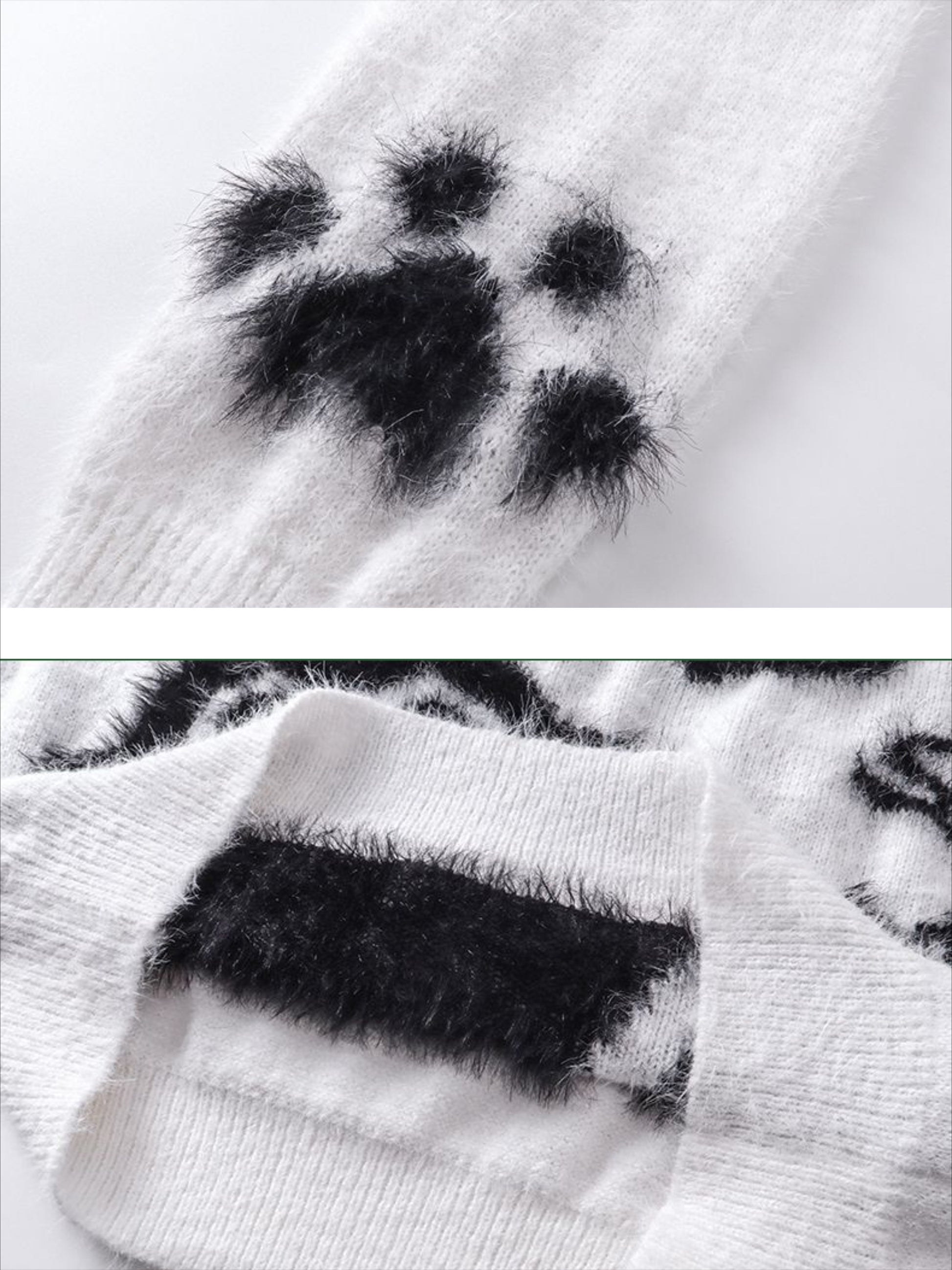 Vintage Little Bear Paw Print Painting Casual Sweater