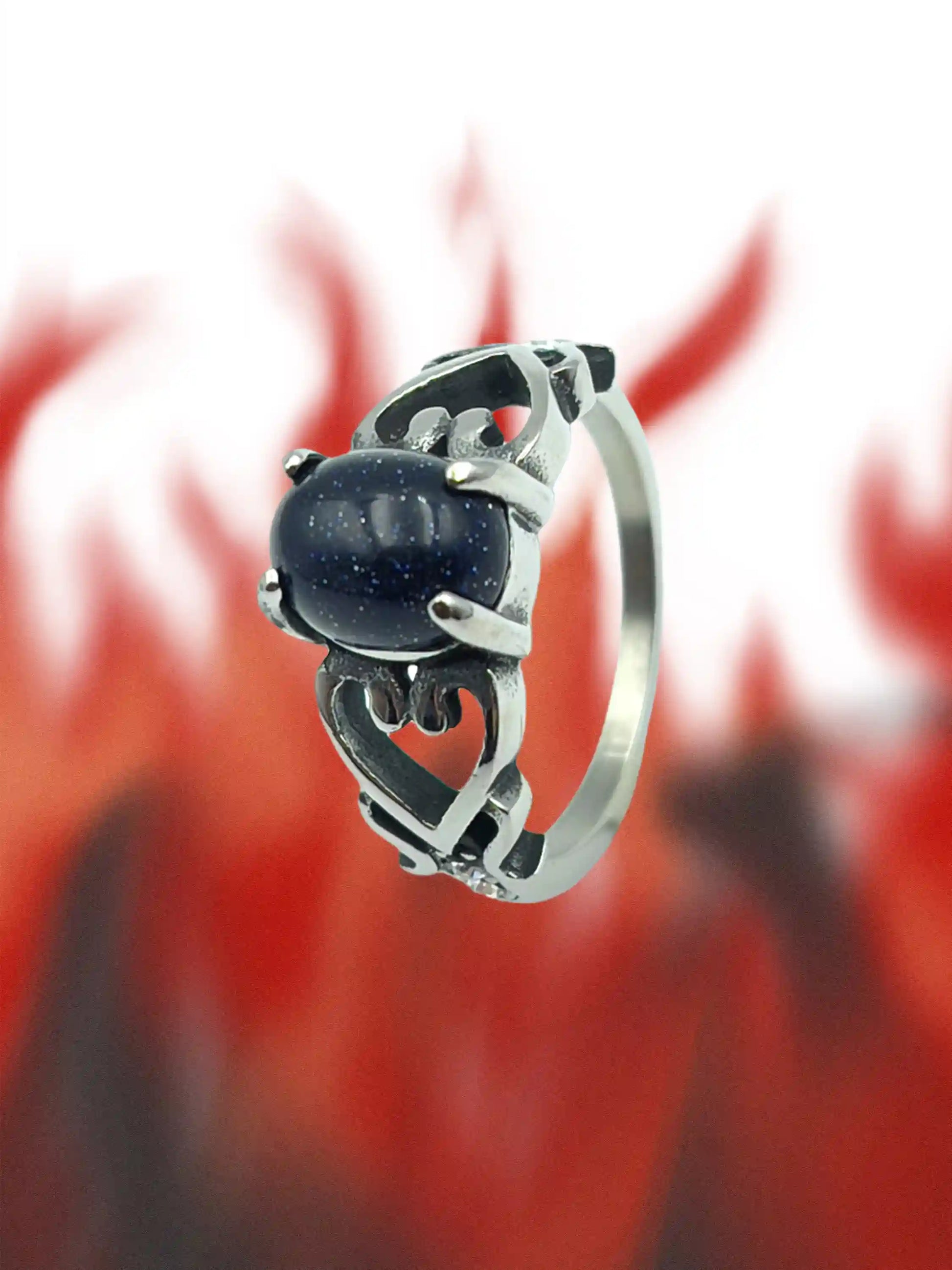 Hollow Heart Gemstone Ring