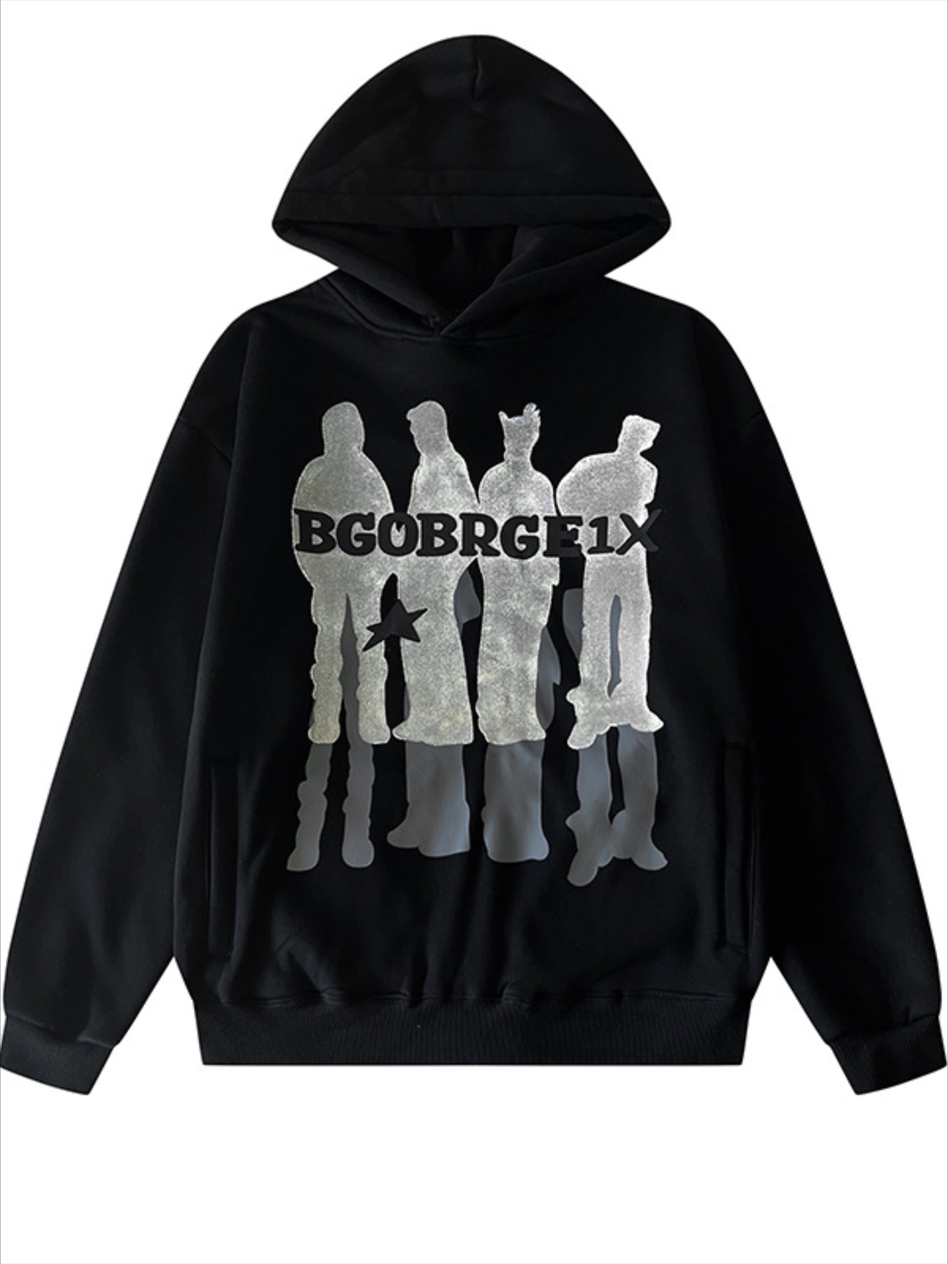 Reflective Character Print Hoodie