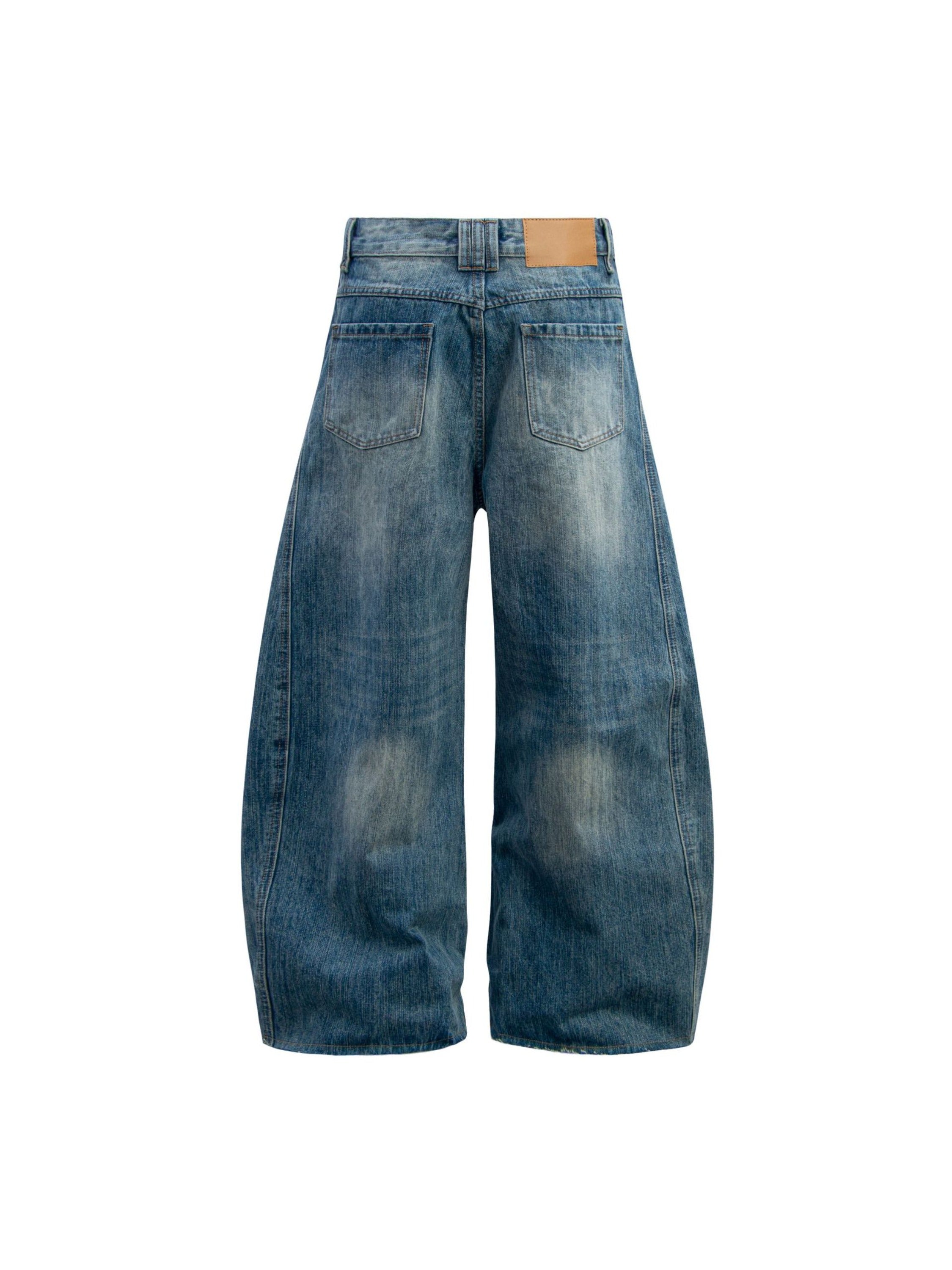 Vintage Distressed Curved Silhouette Jeans