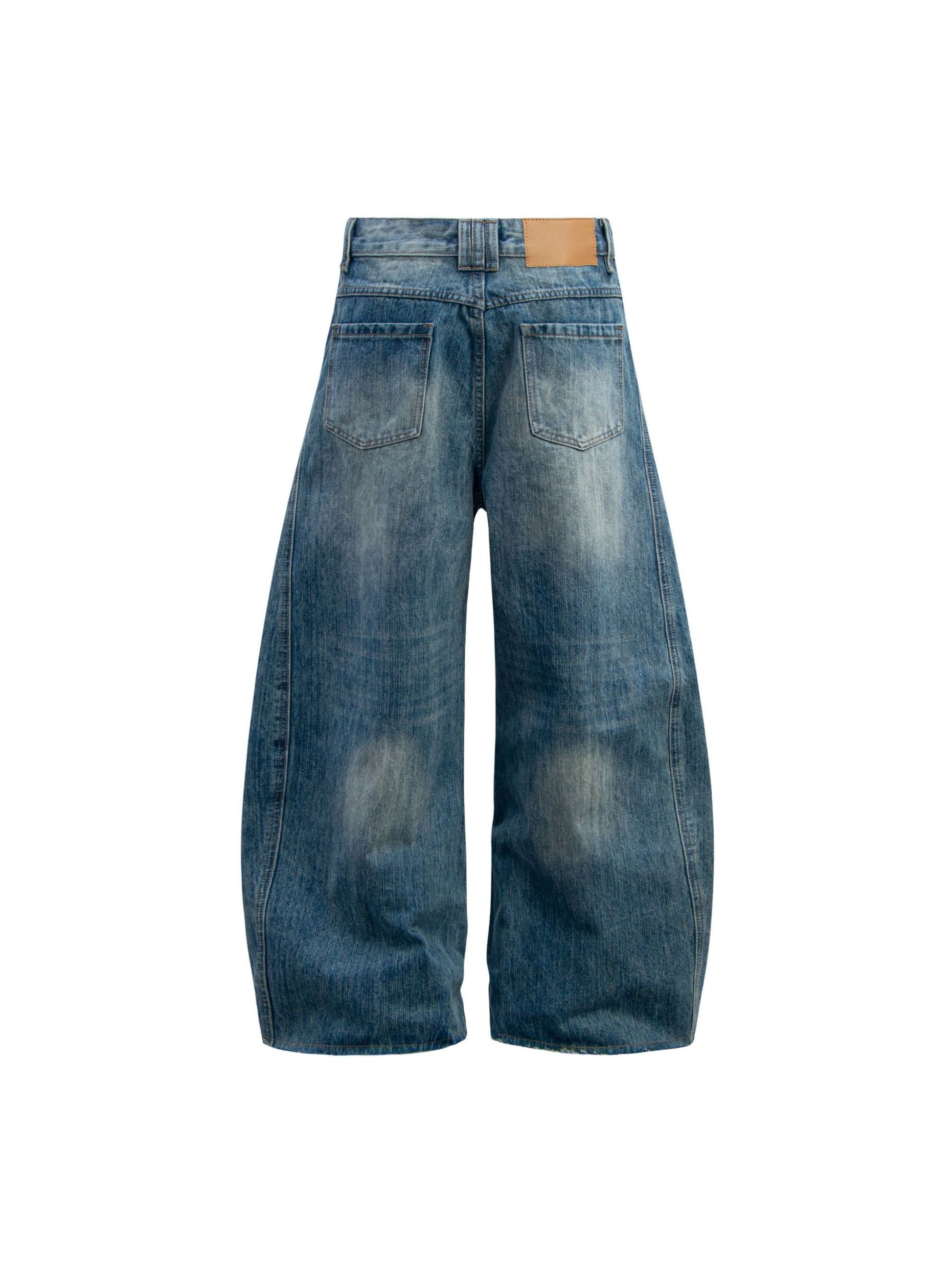 Vintage Distressed Curved Silhouette Jeans
