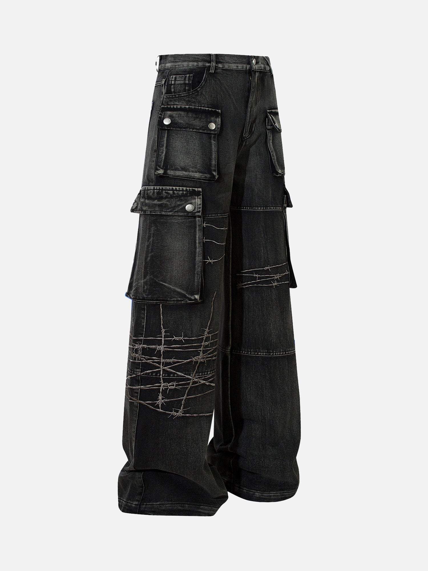 Disguisen High Street VIBE Heavy Embroidery Loose Wide Leg Hip-Hop Jeans