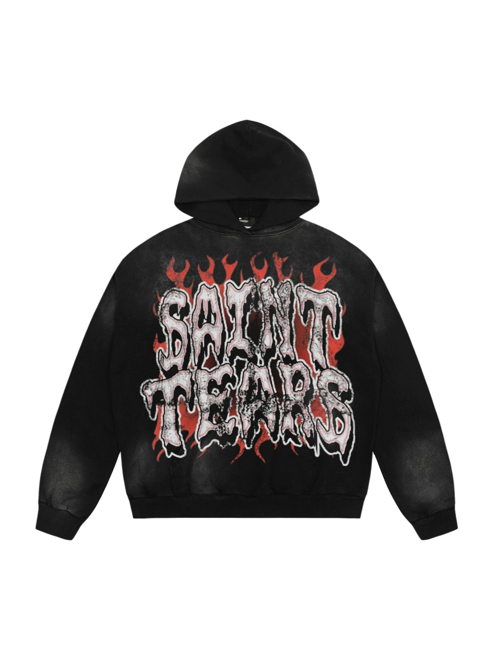 Vintage Gothic Letter Flame Print Hoodie