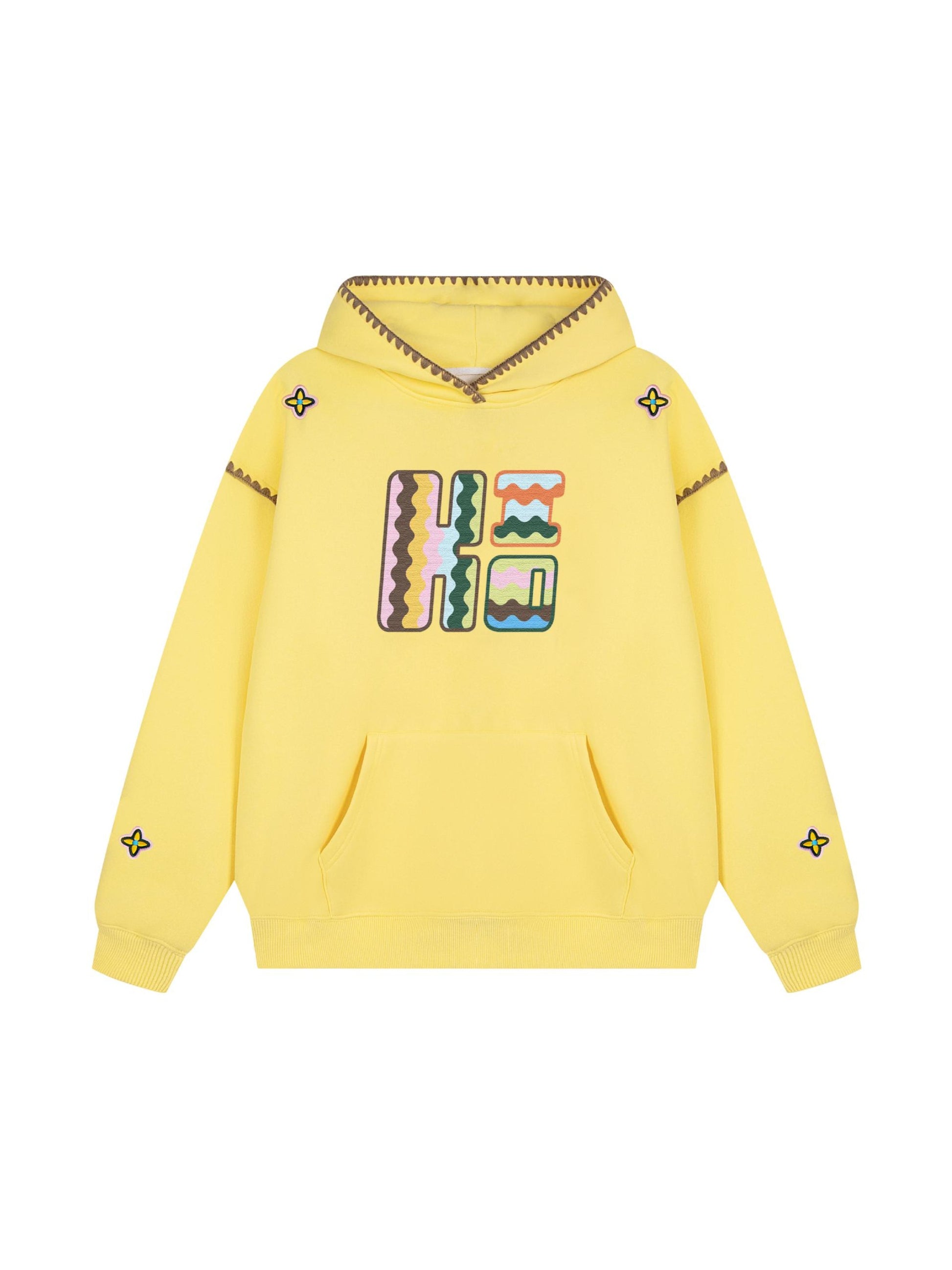 Embroidered Contrast Check Hoodie