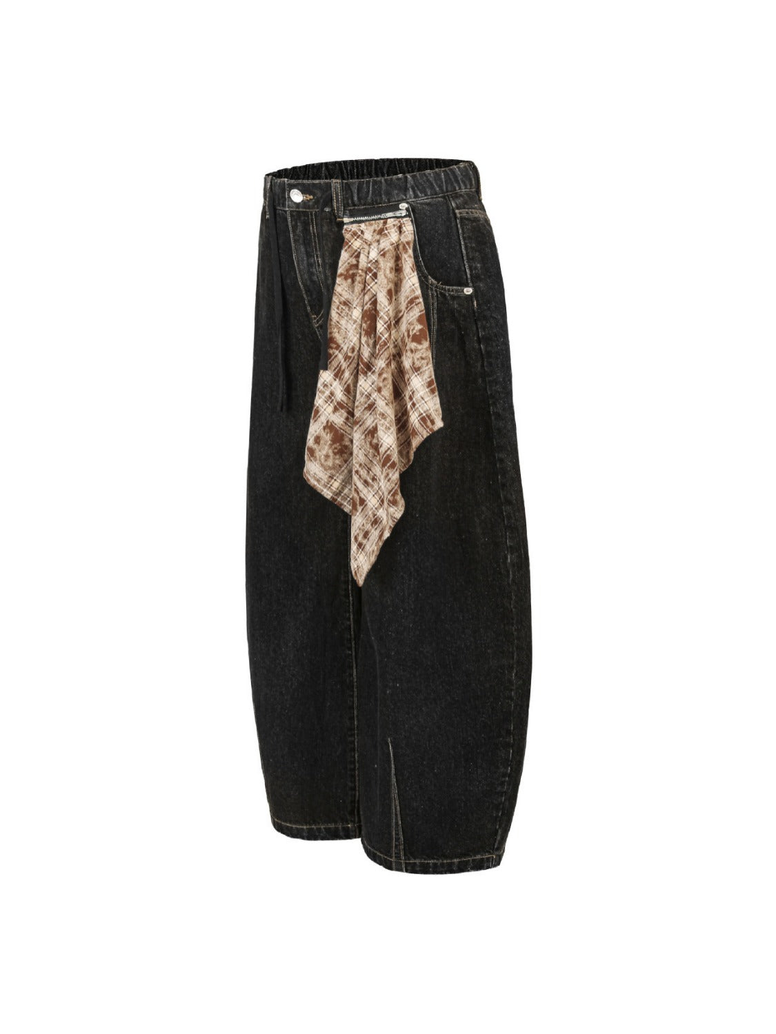 Hip-hop Detachable Square Scarf Silhouette Jeans