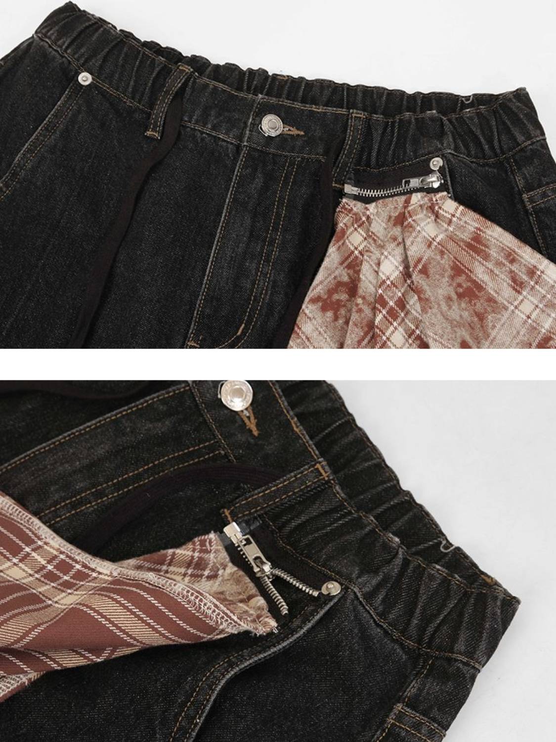 Hip-hop Detachable Square Scarf Silhouette Jeans