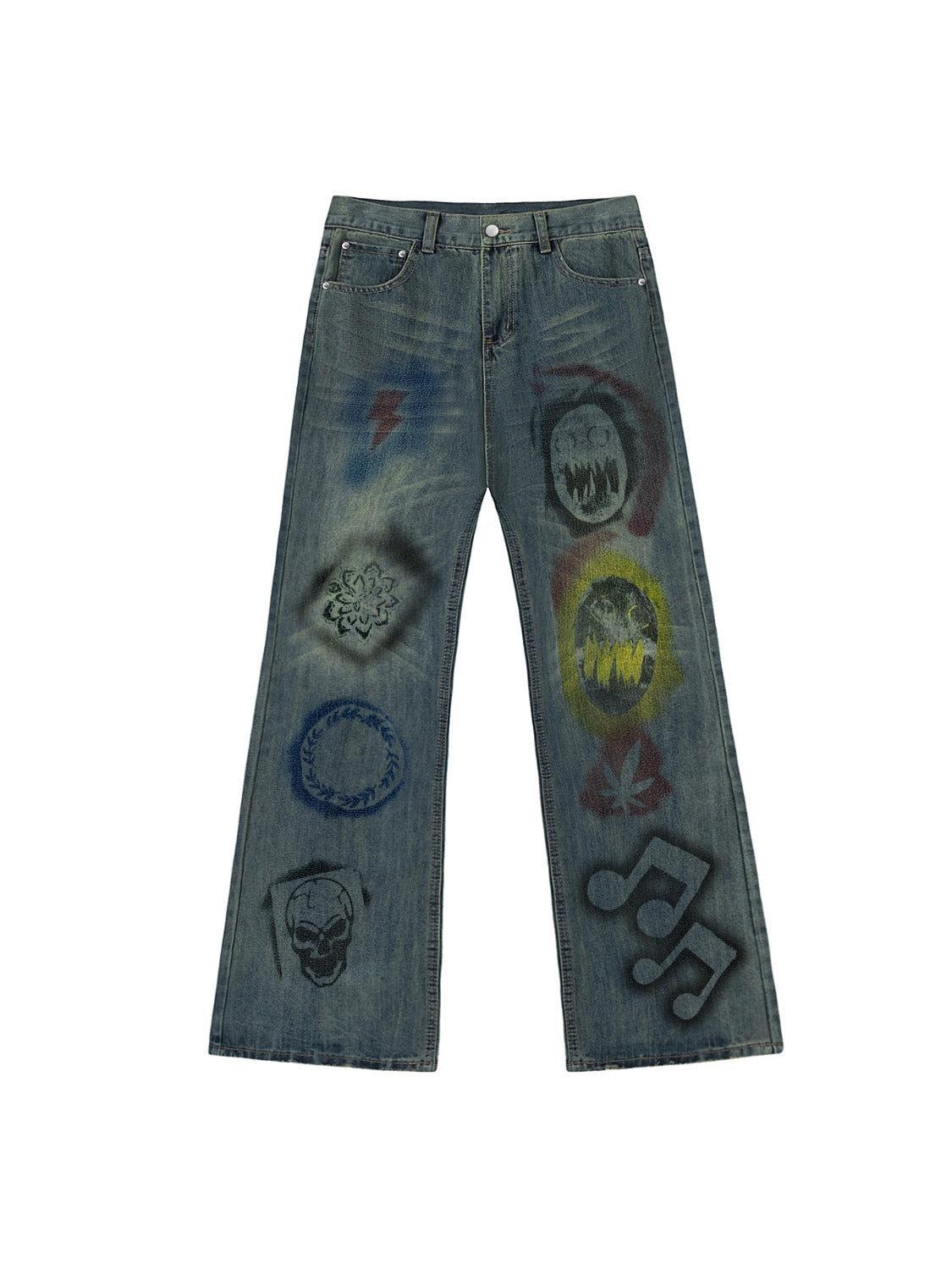 Icon Graffiti Print Jeans