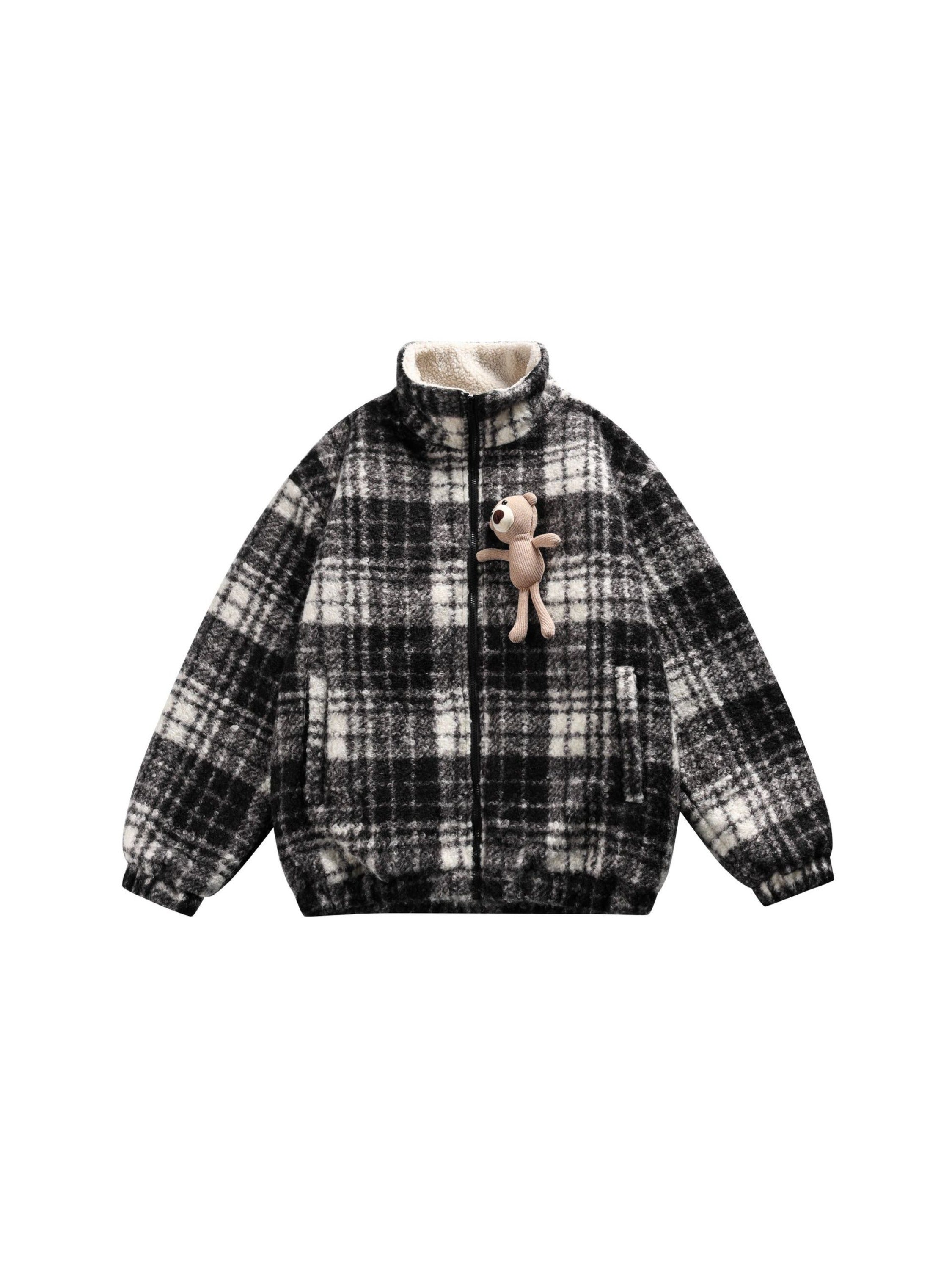 Vintage Little Bear Grid Coat