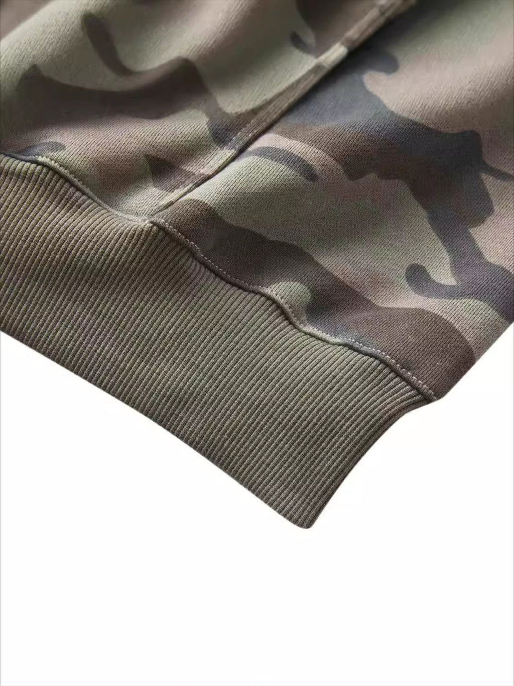 Camouflage Sequin Letter Pattern Zipper Hoodie