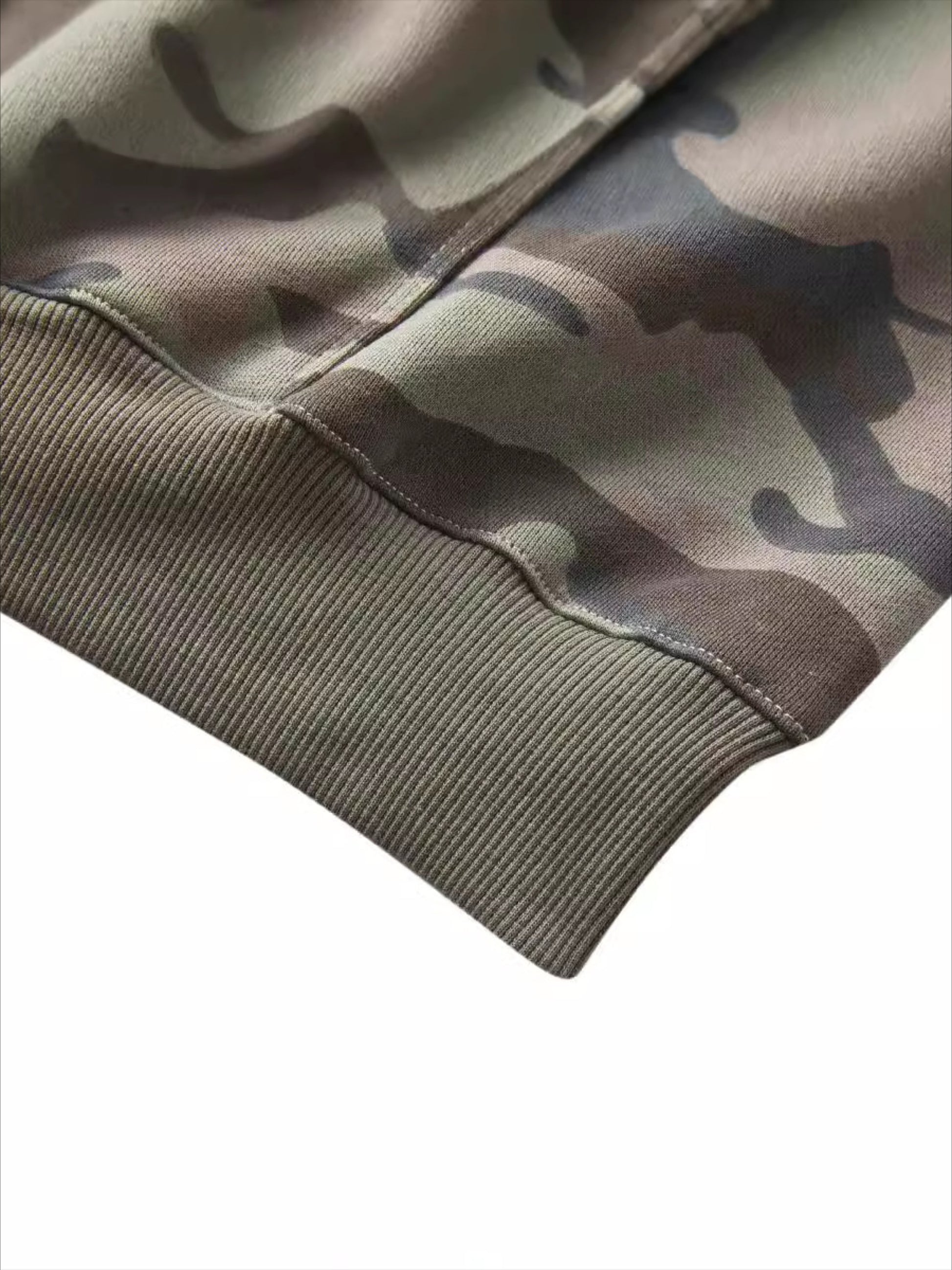 Camouflage Sequin Letter Pattern Zipper Hoodie