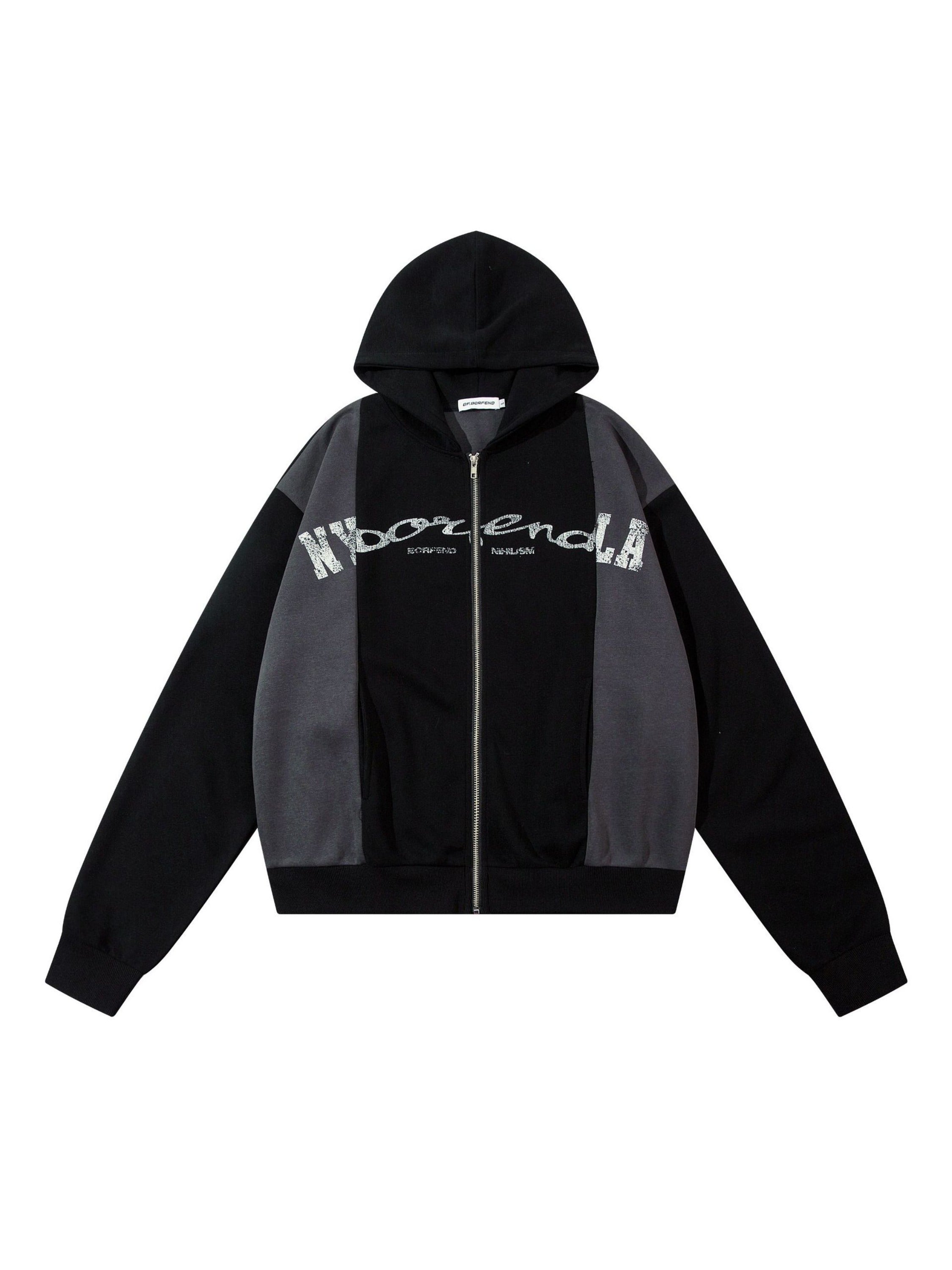 Academic Style Assembled Color Blocking Hoodie