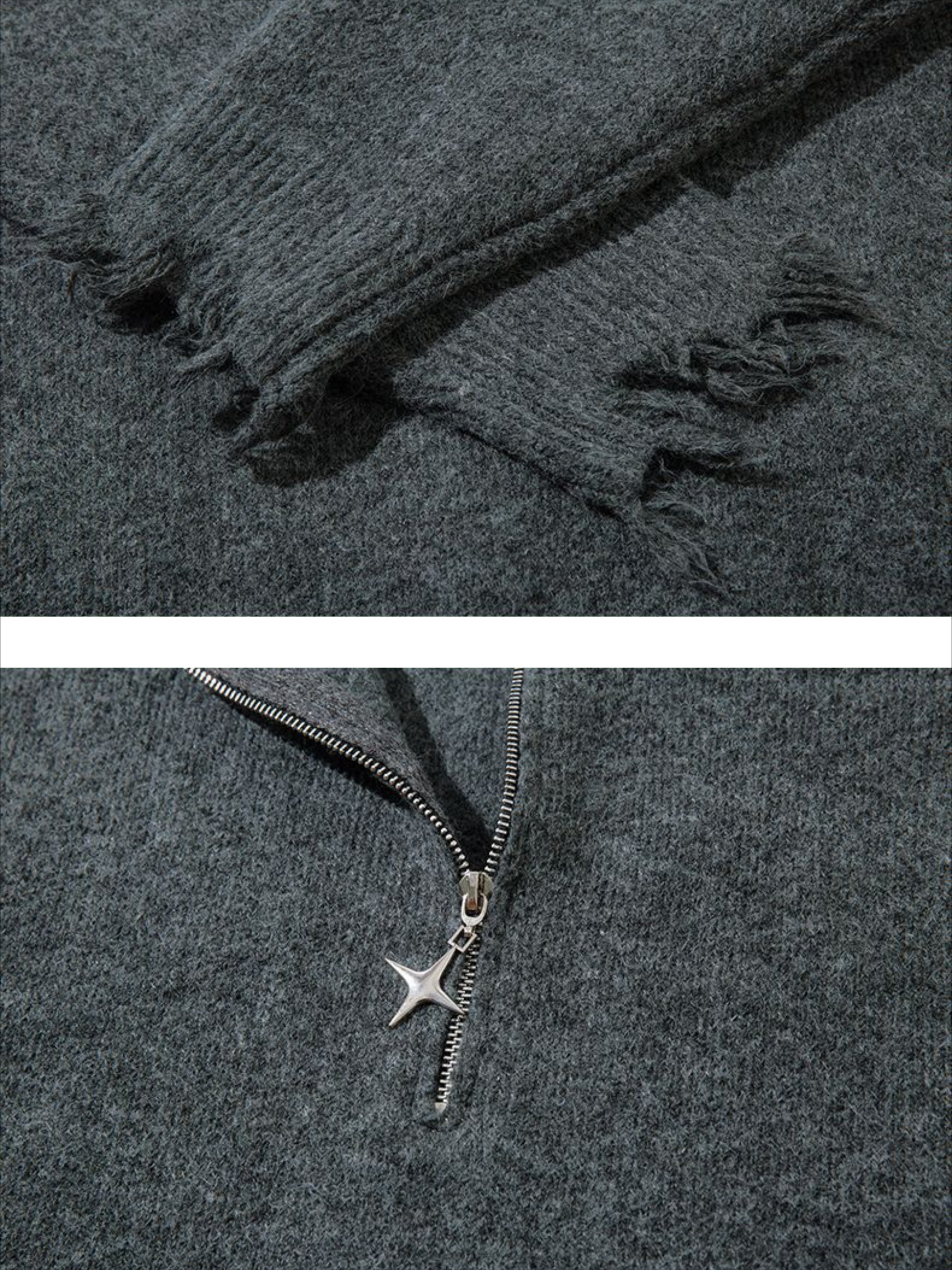 Solid Color Half Zipper Sweater