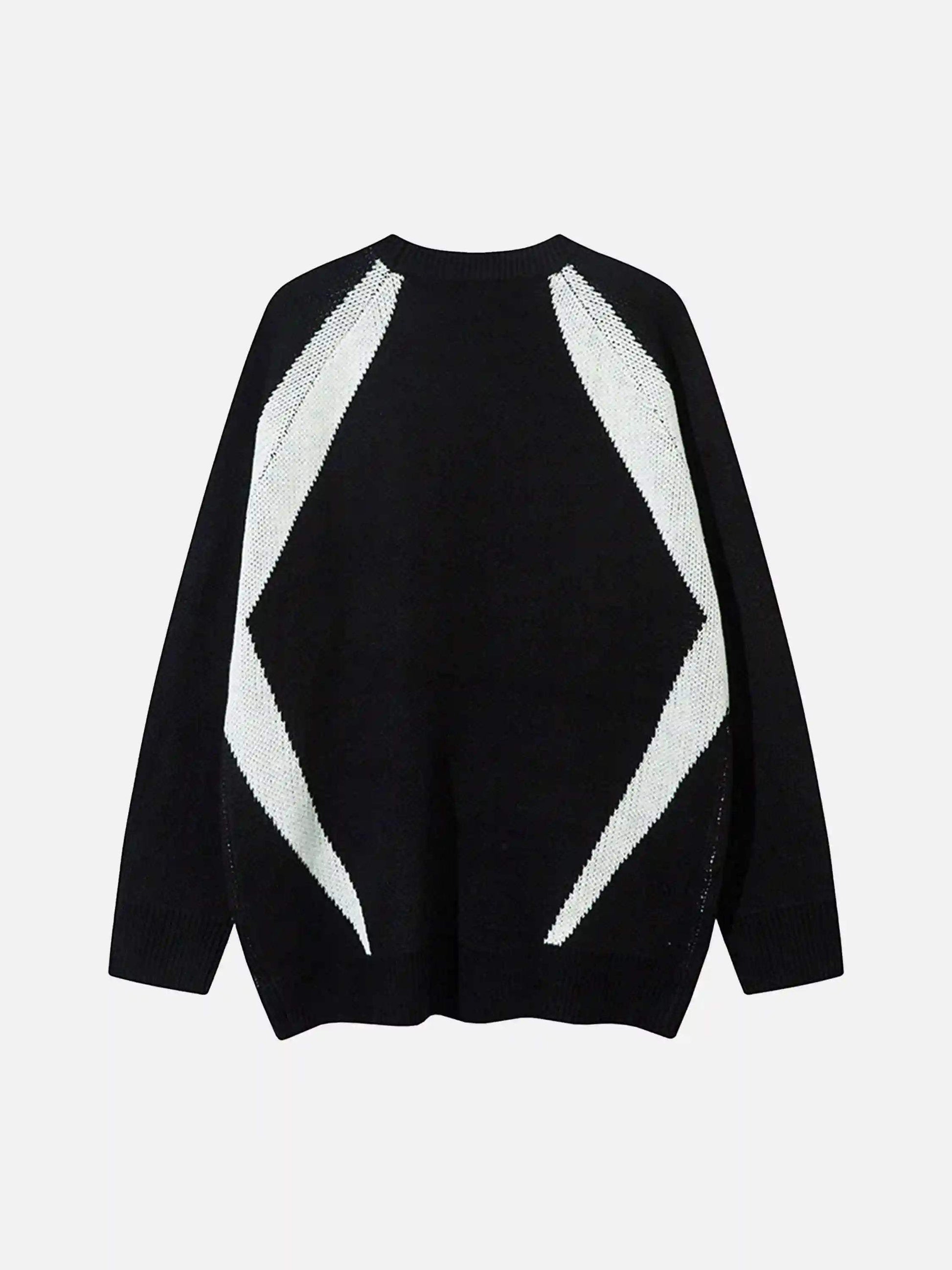 Disguisen Vibe Contrast Color Stitching Crew Neck Sweater