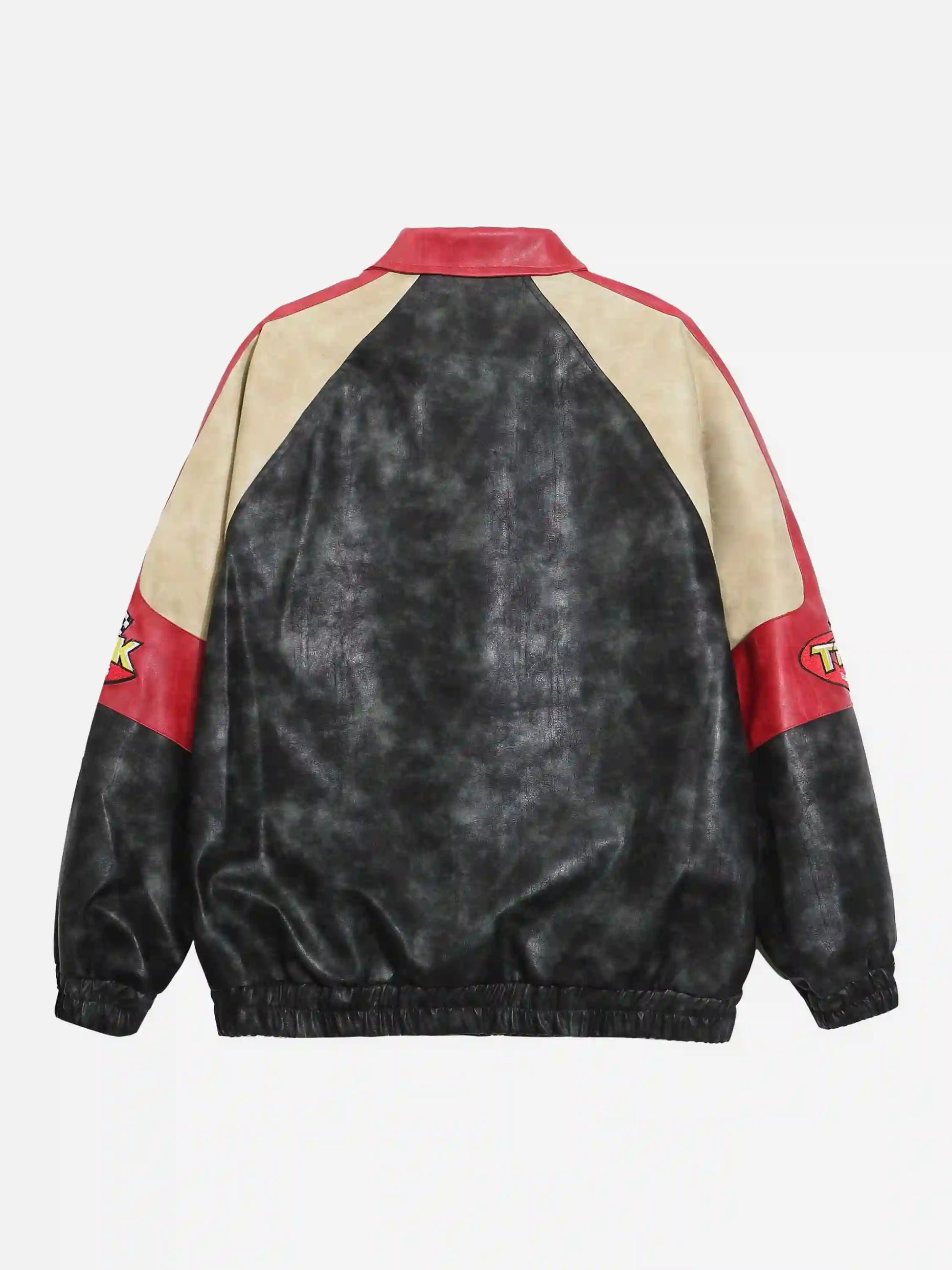 Disguisen American Retro Contrast Color Pu Racing Jacket