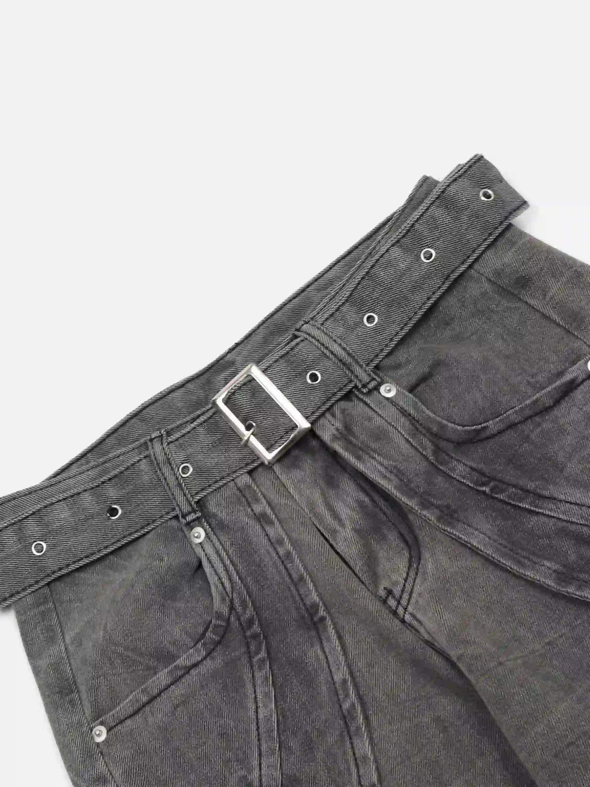 Disguisen Distressed Punk Jeans With Metal Belt