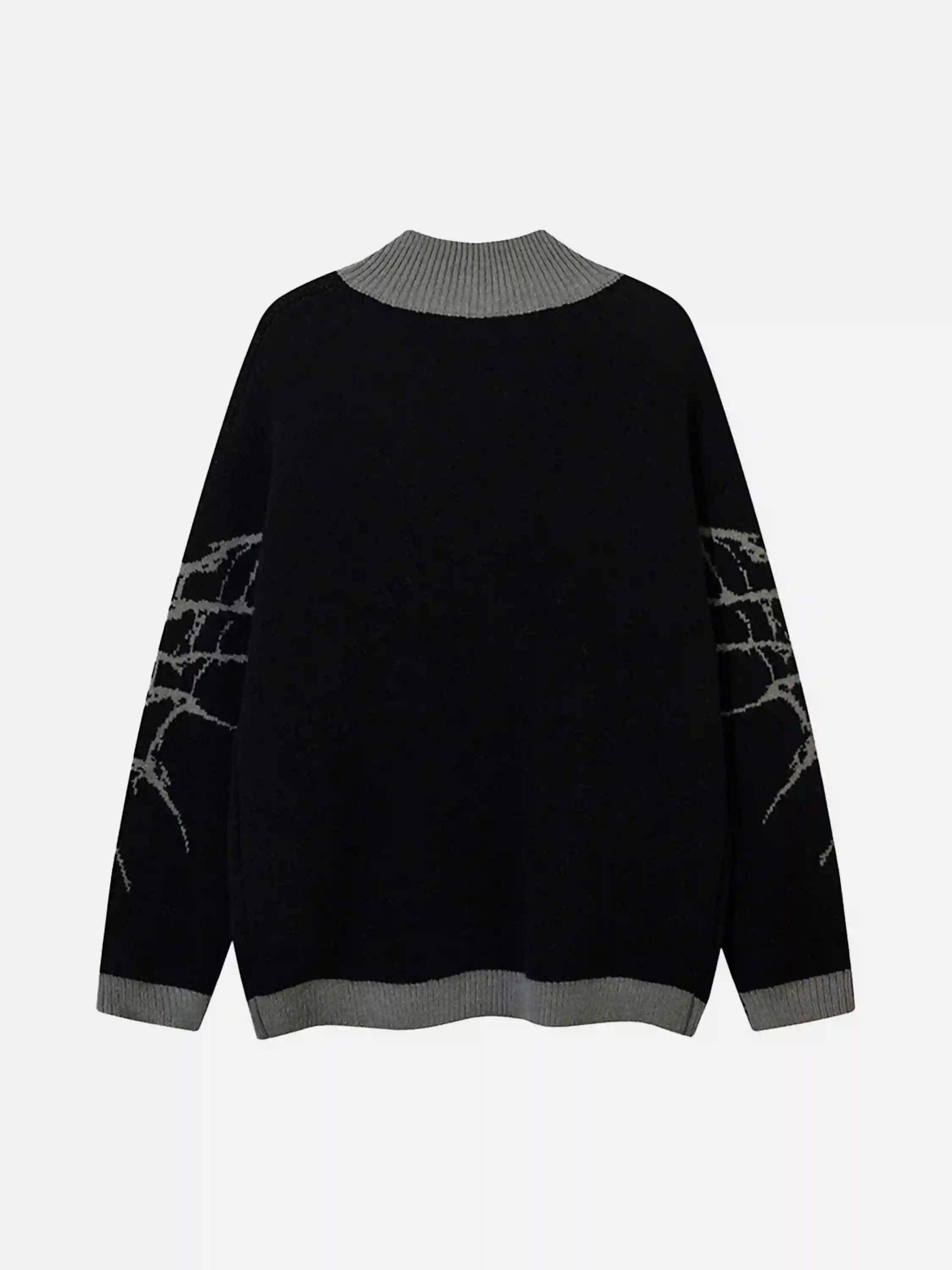 Disguisen Dark Spider Web Zipper Stand Collar Cardigan
