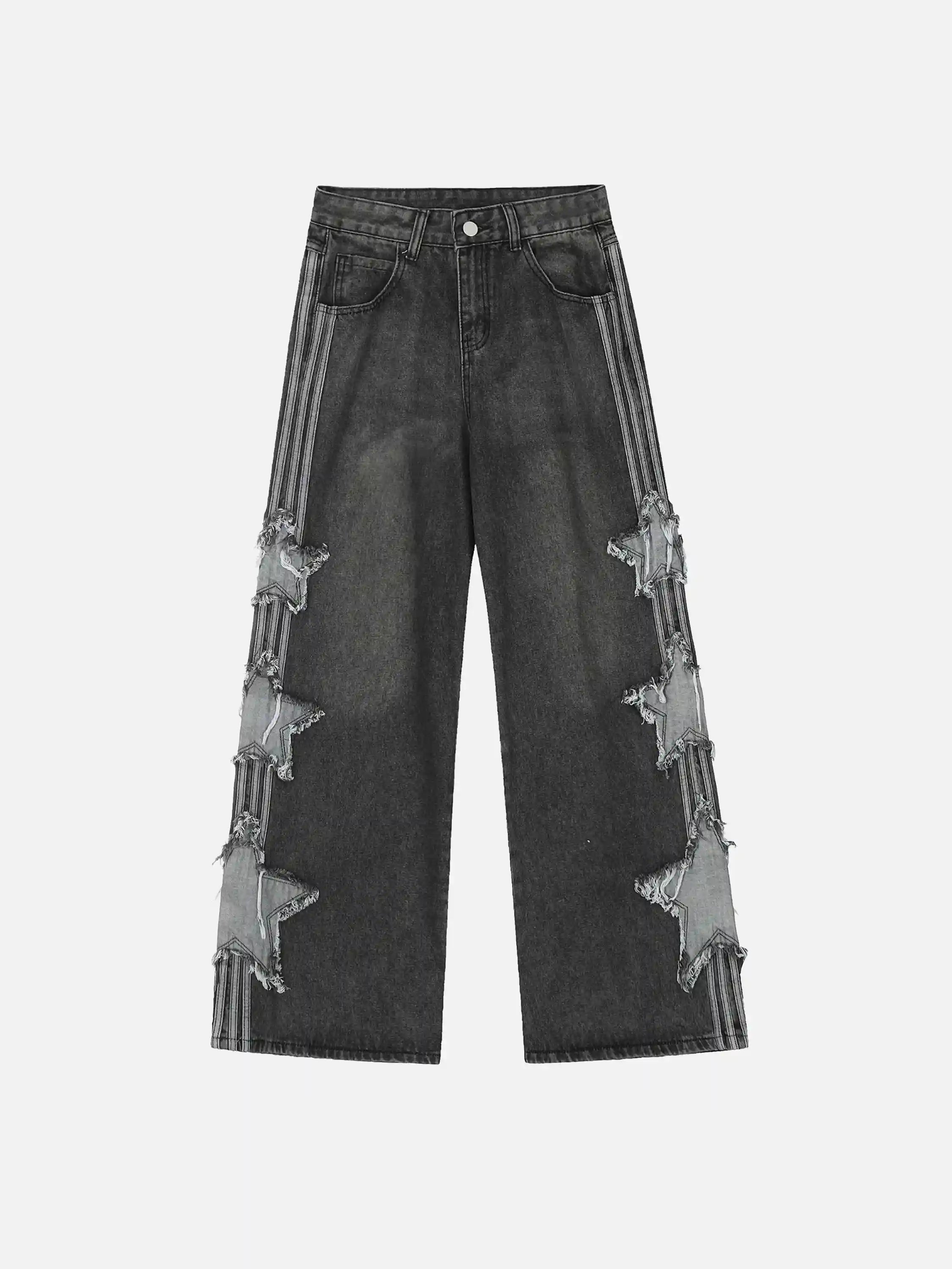 Distressed Star Patch Jeans