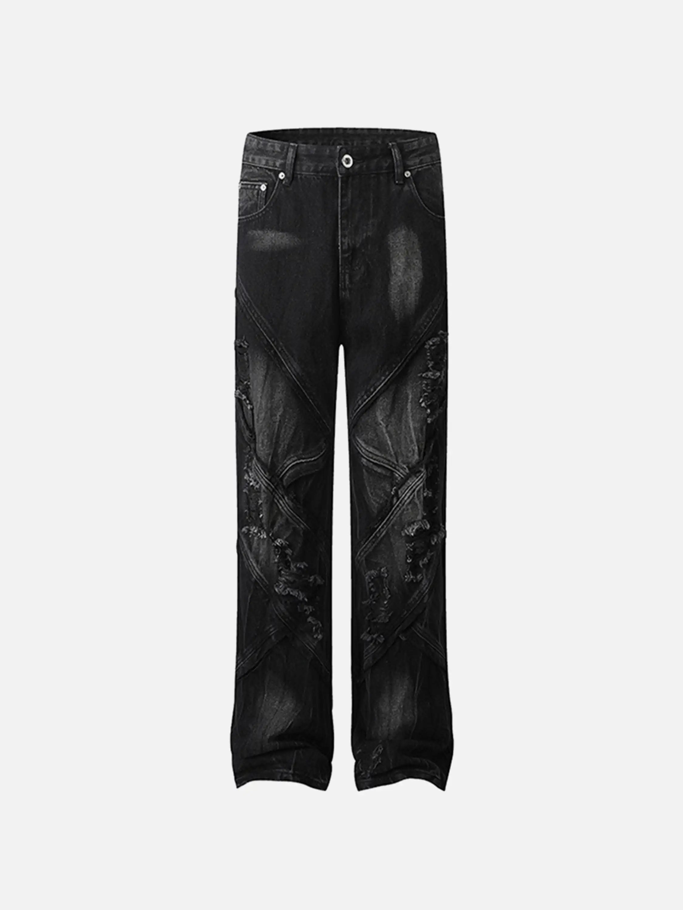 Vintage Raw-edge Ripple Straight-leg Jeans