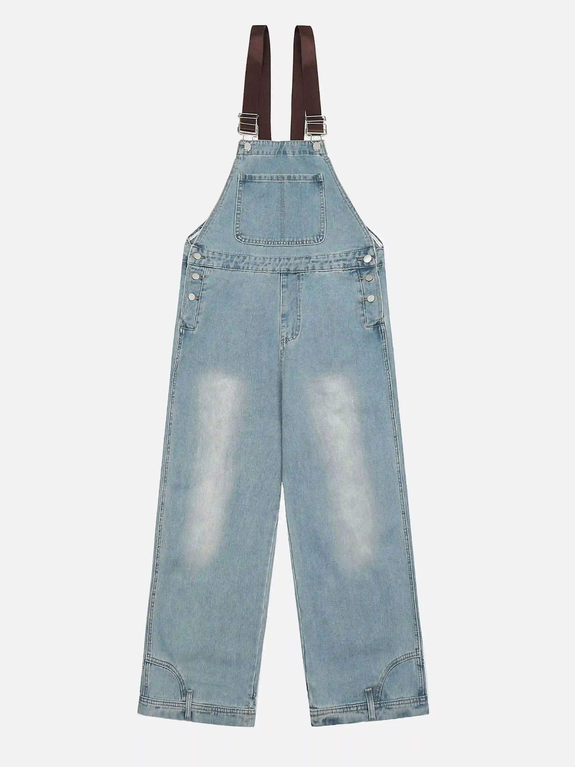 Disguisen Reverse Stitching Overalls Wide-Leg Denim Jeans