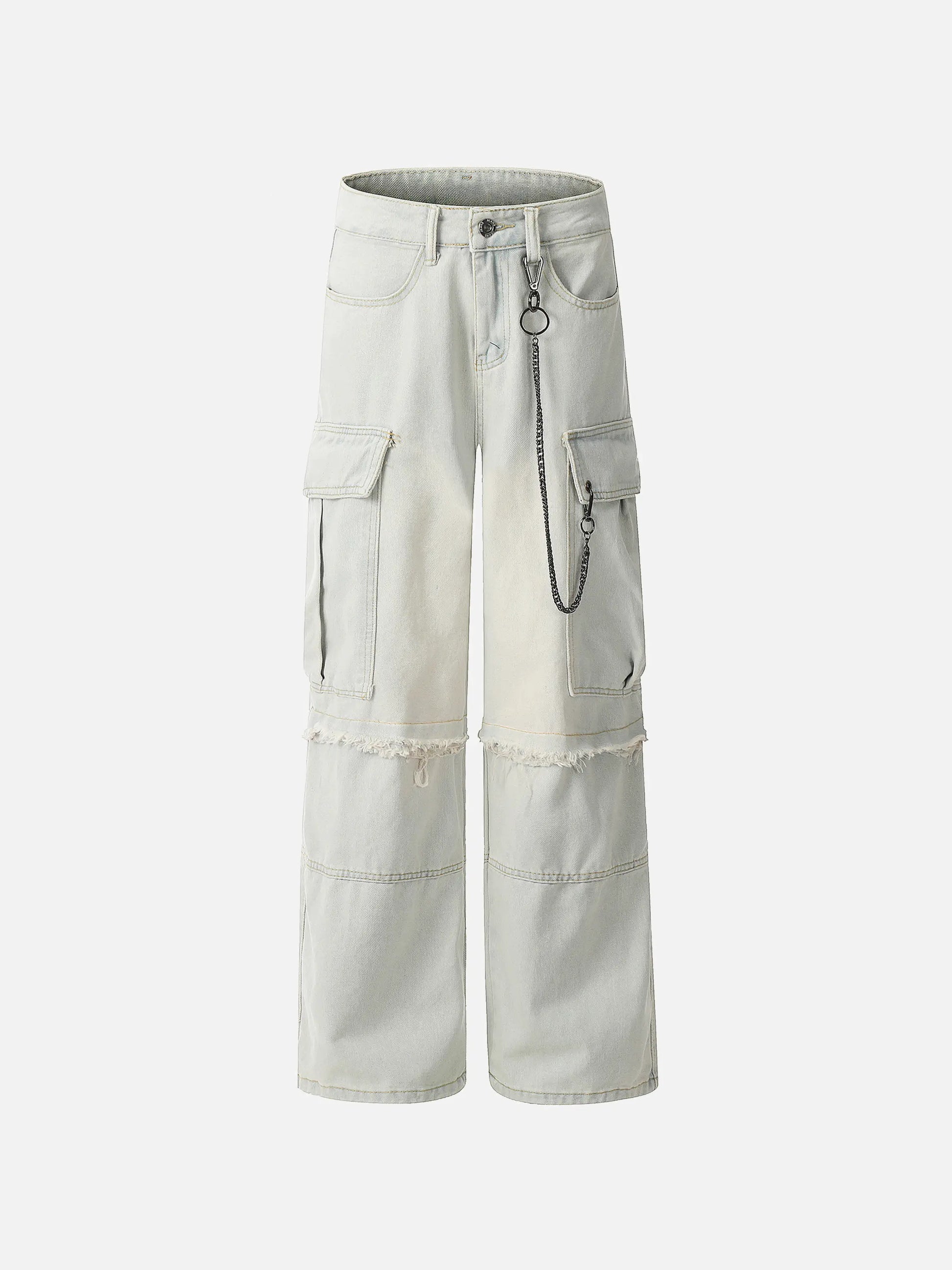 Chain Design Big Pockets Cargo Jeans