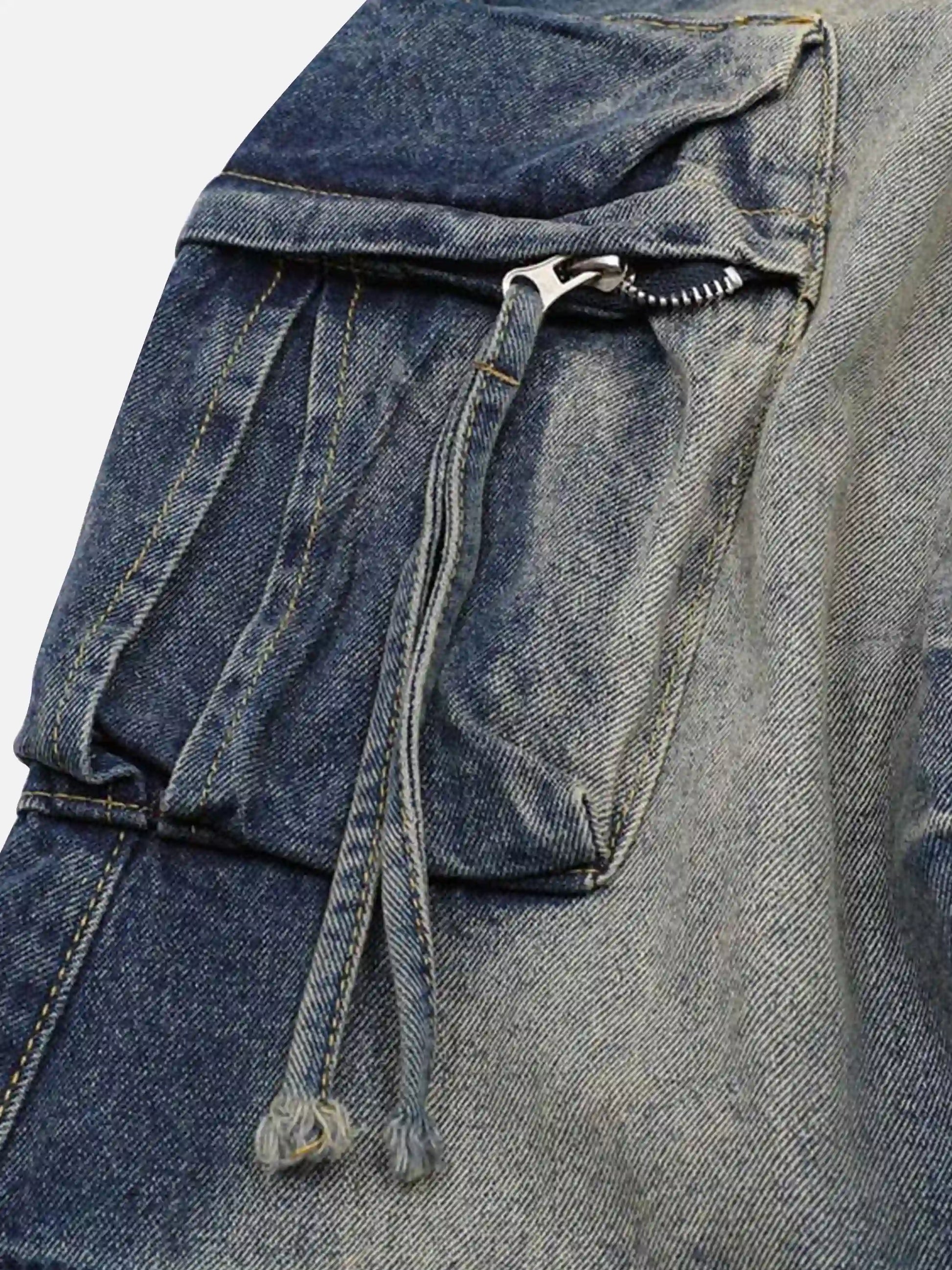 Gradient Multi-Pocket Cargo Jeans