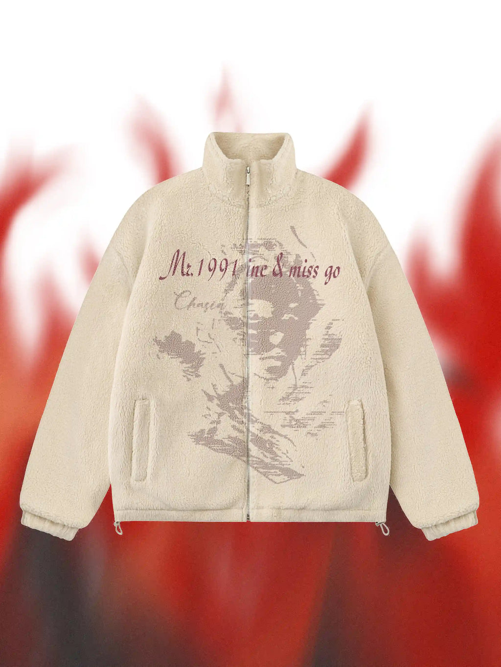 Vintage Character Print Sherpa Coat