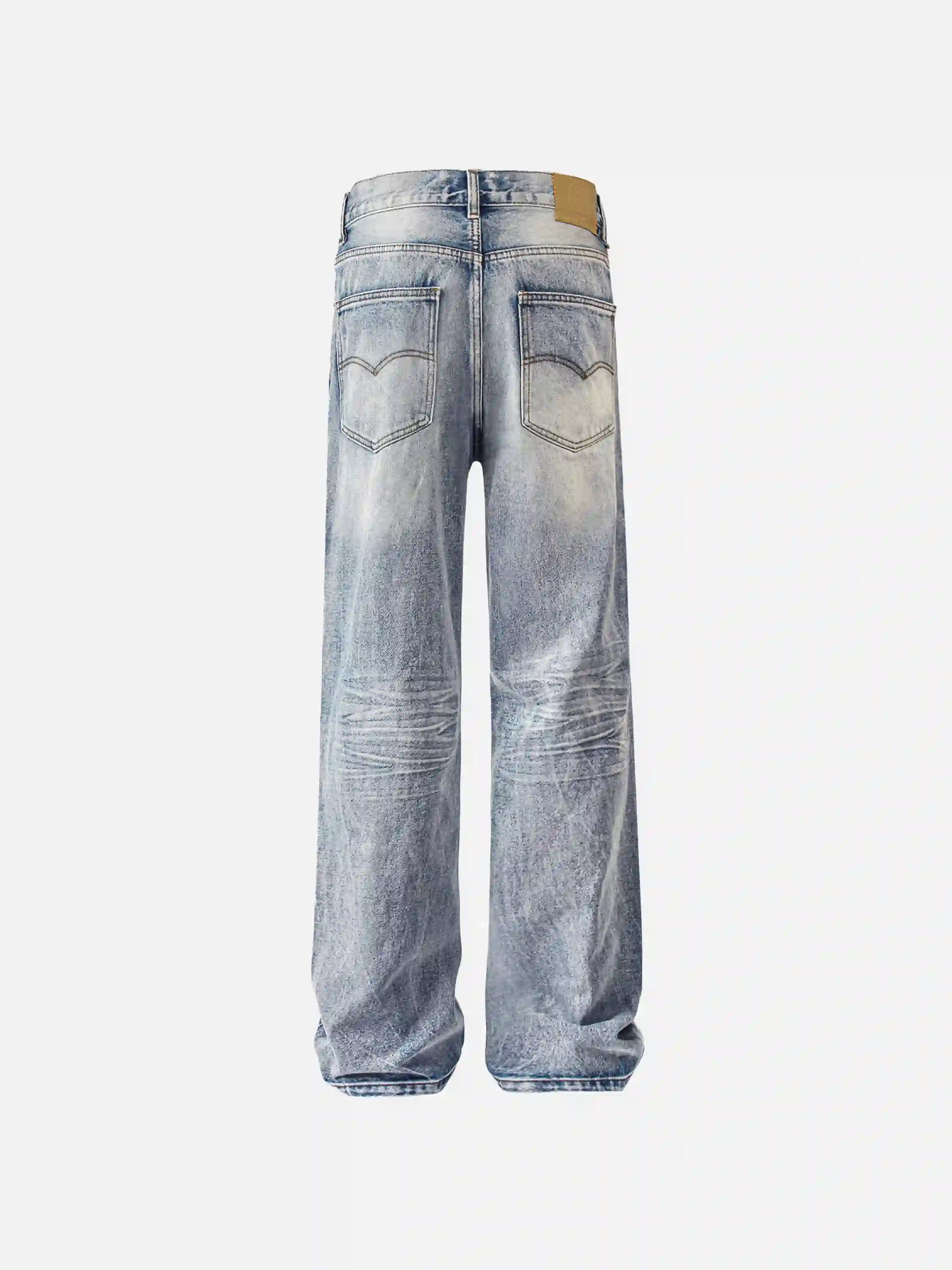 Vintage Distressed Washed Straight Jeans