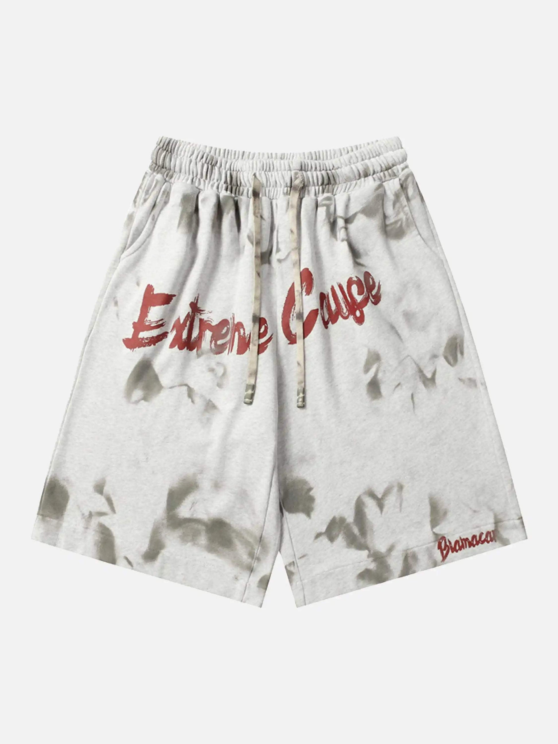 Disguisen Vintage Dirty Elastic Drawstring Loose Shorts