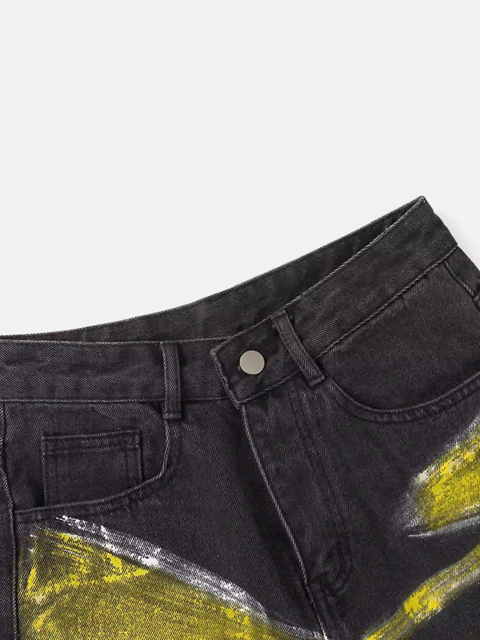Disguisen Street Jeans dritti sporchi dipinti a mano