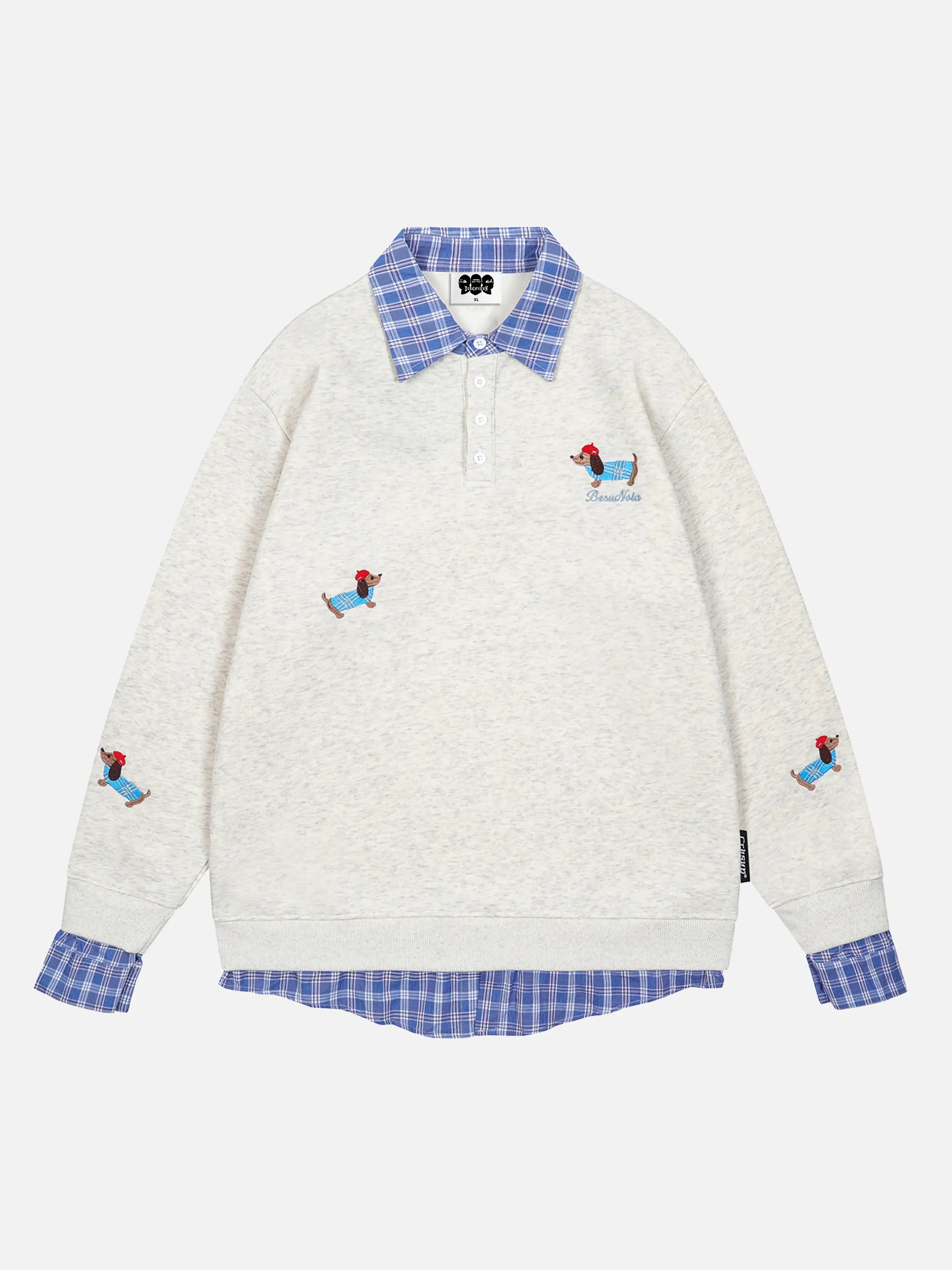 Cartoon Dachshund Embroidered Sweatshirt