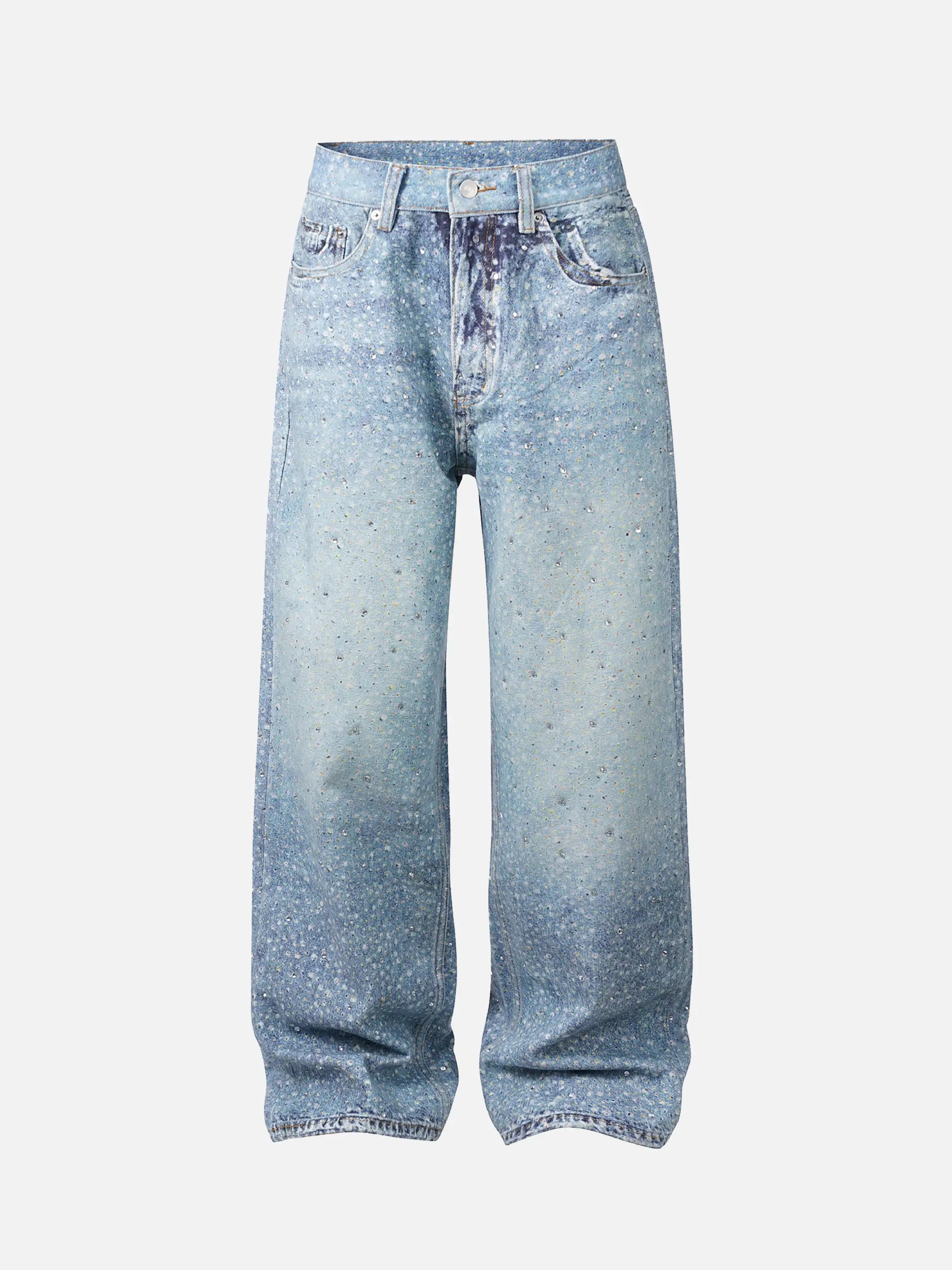 Washed Diamond Print Jeans