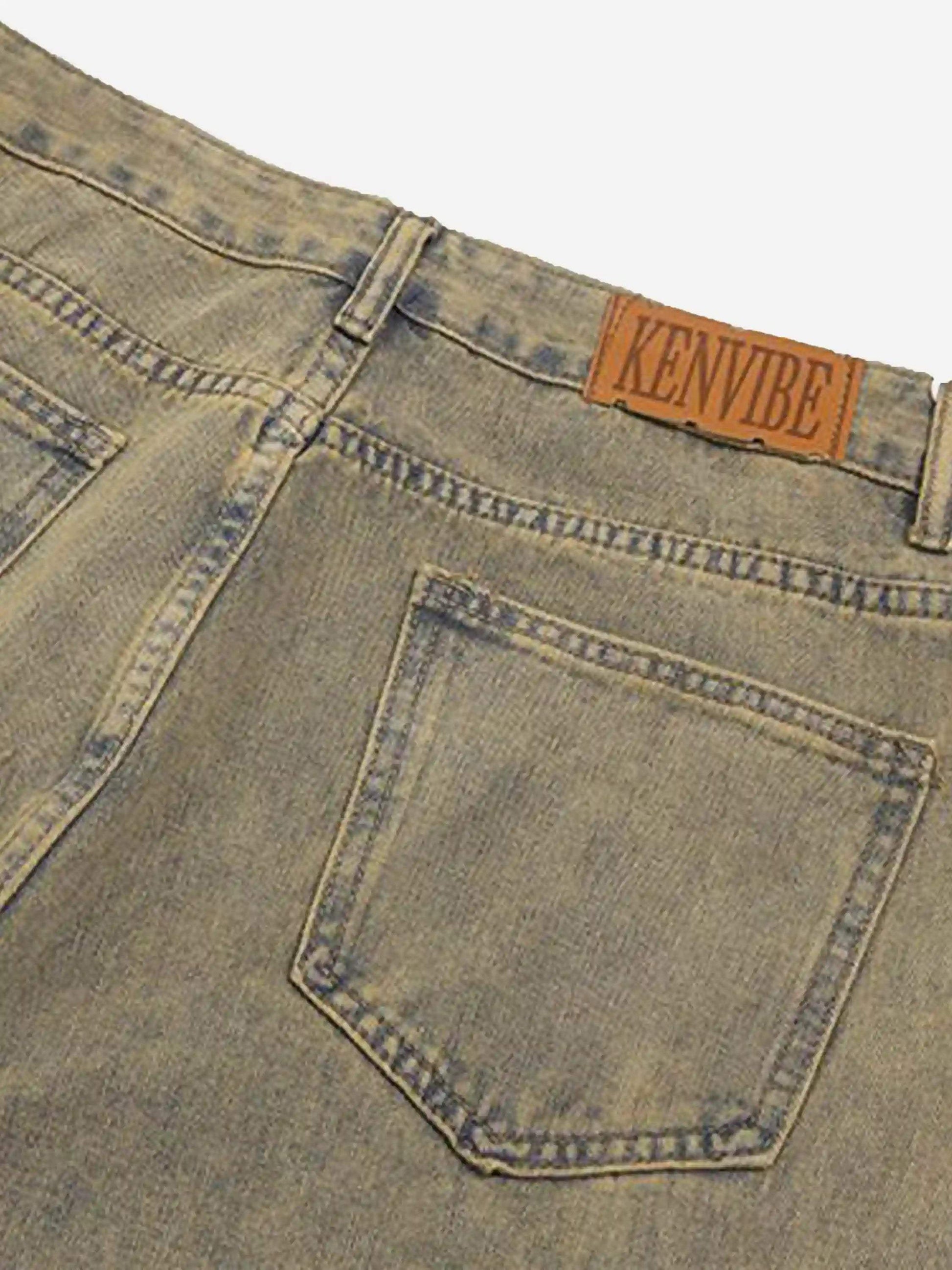 Disguisen Retro Patchwork Camouflage Flared Jeans