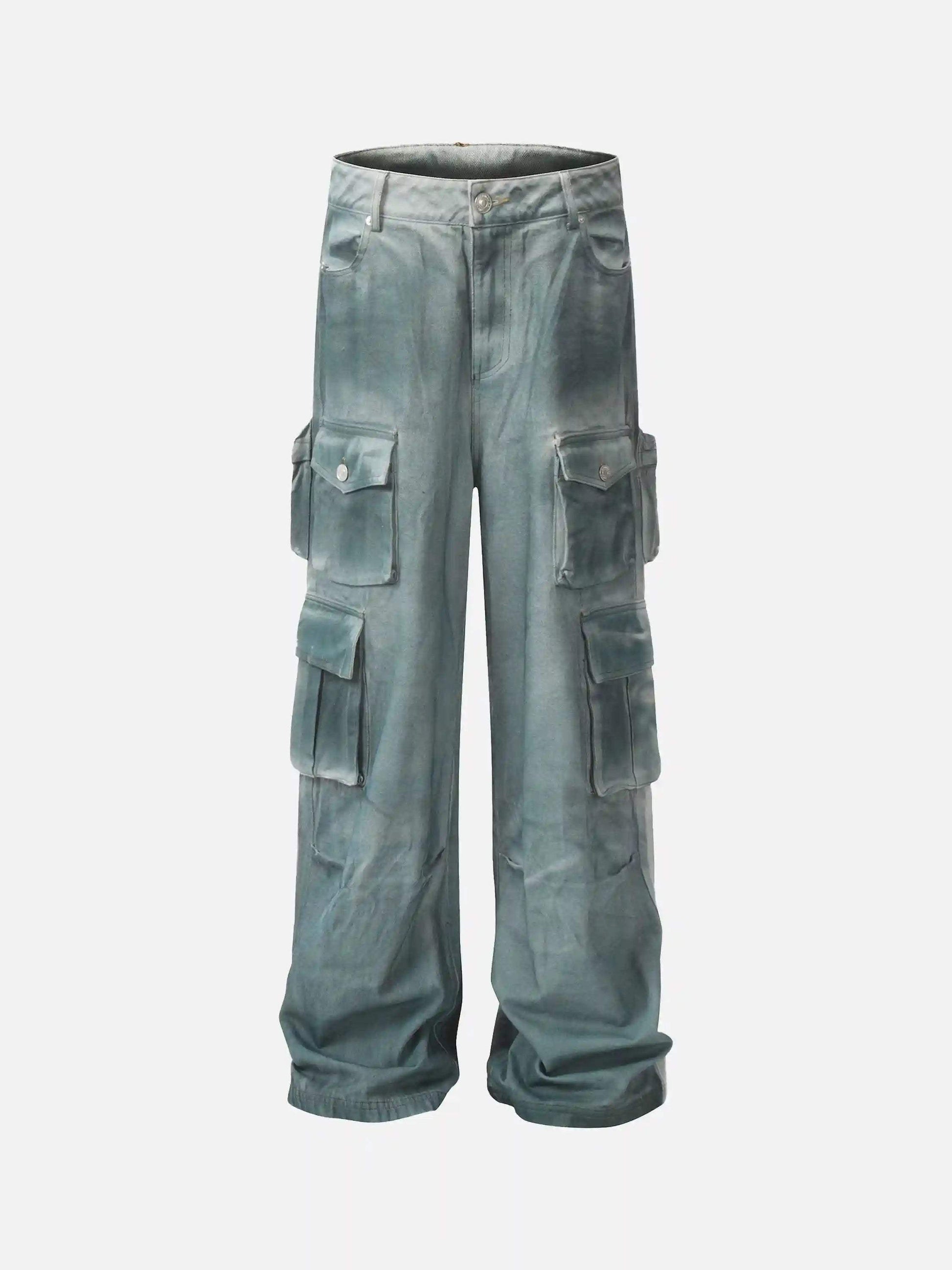 Disguisen Washed Distressed Cargo Pocket Jeans