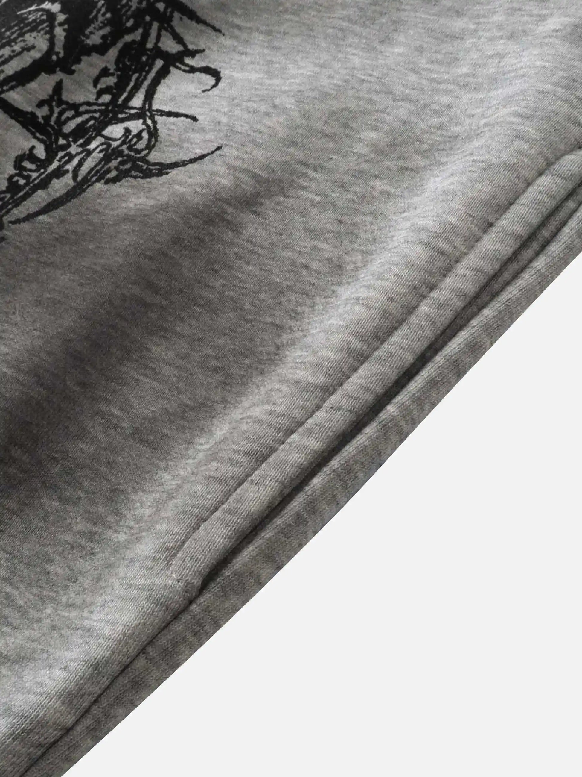 Character Print Fur Collar Zip-Up Hoodie