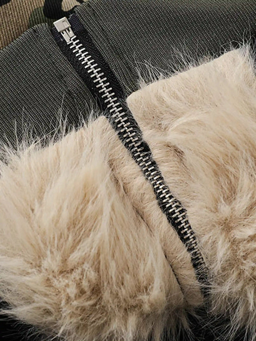 Camouflage Fur Zipper Hoodie