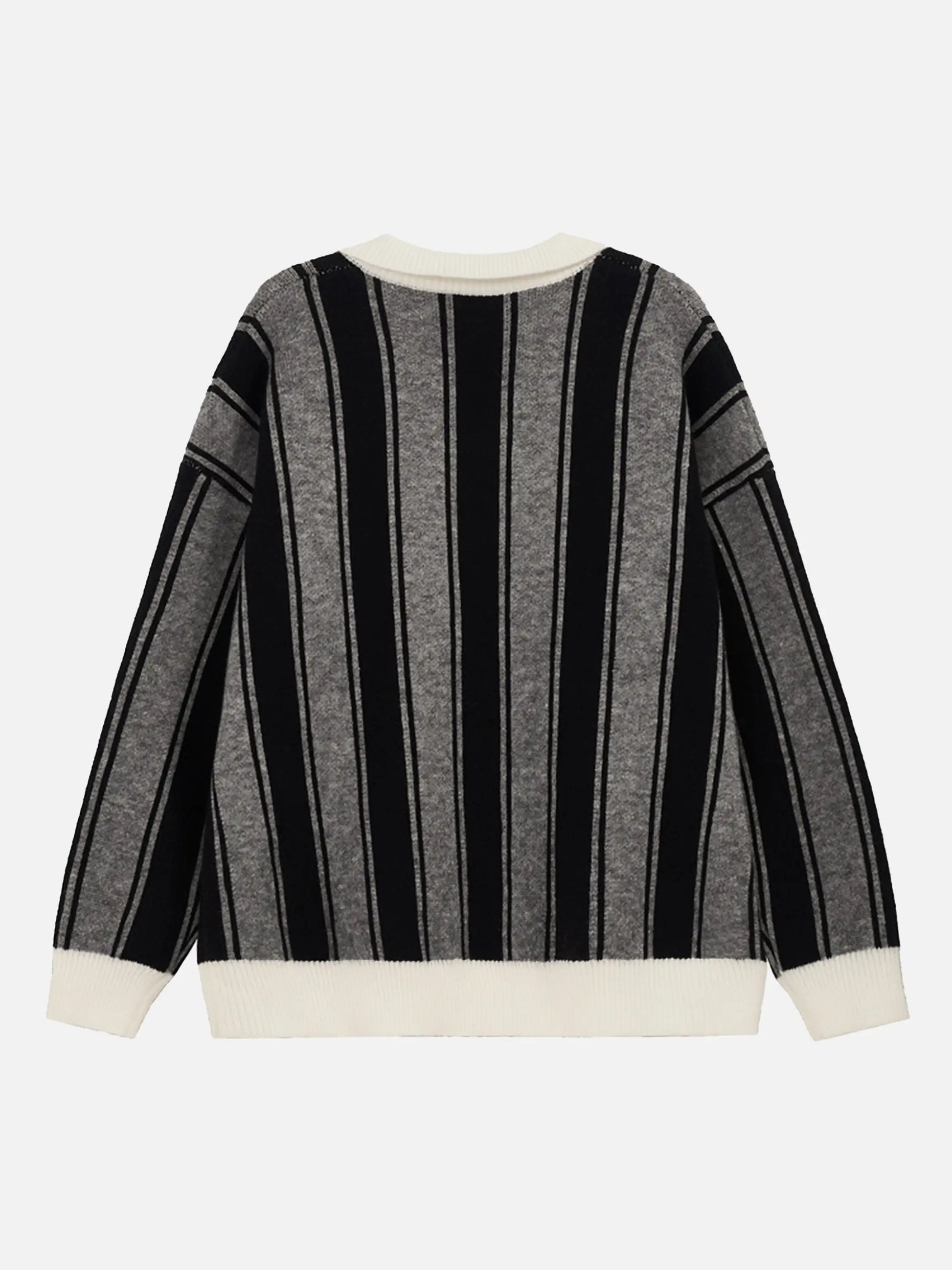 Disguisen Vertical Contrast Pattern Jacquard Sweater