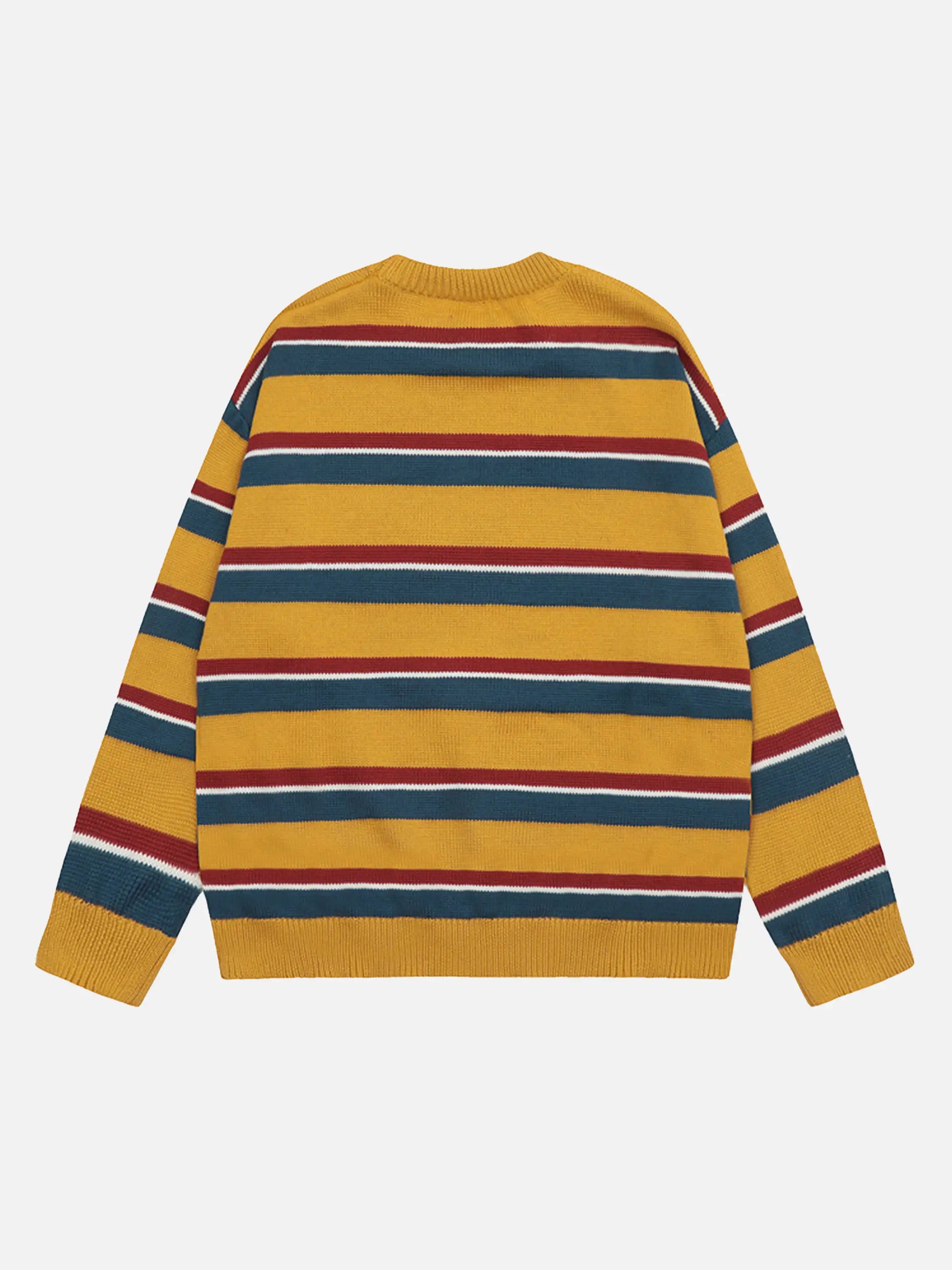 Vintage Embroidered Striped Sweater