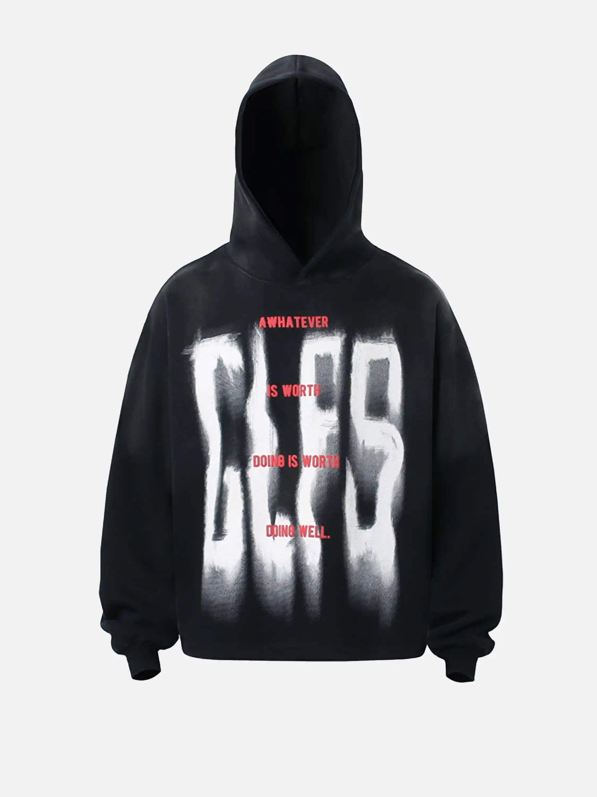 Graffiti Letter Gradient Distressed Hoodie